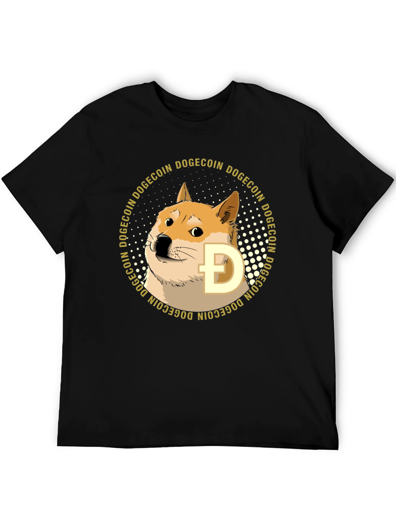 Black Dogecoin Crypto T-Shirt - Black Crew Neck Tee view 5