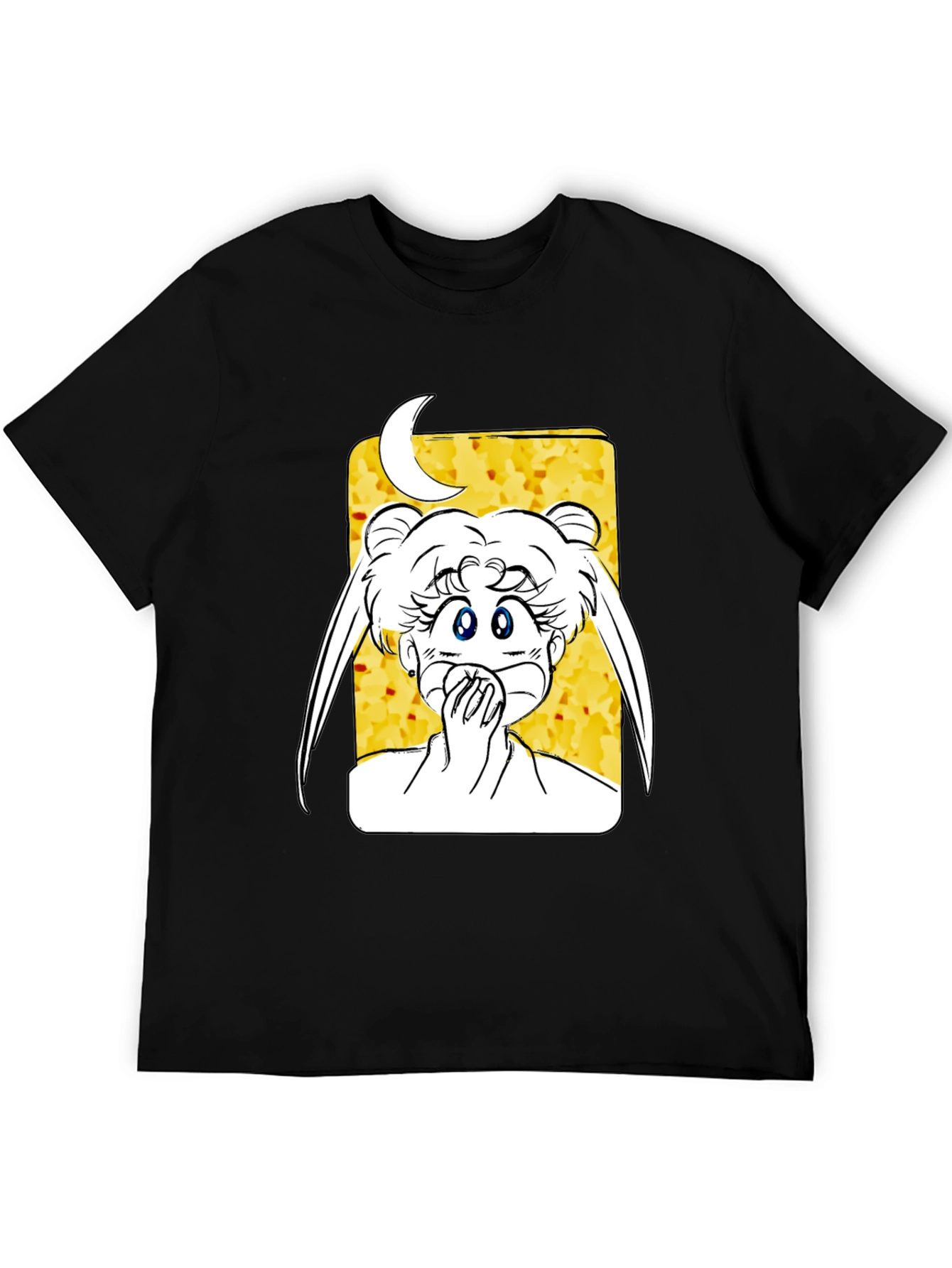 Black Anime Graphic Tee - Sailor Moon Design Black T-Shirt view 5