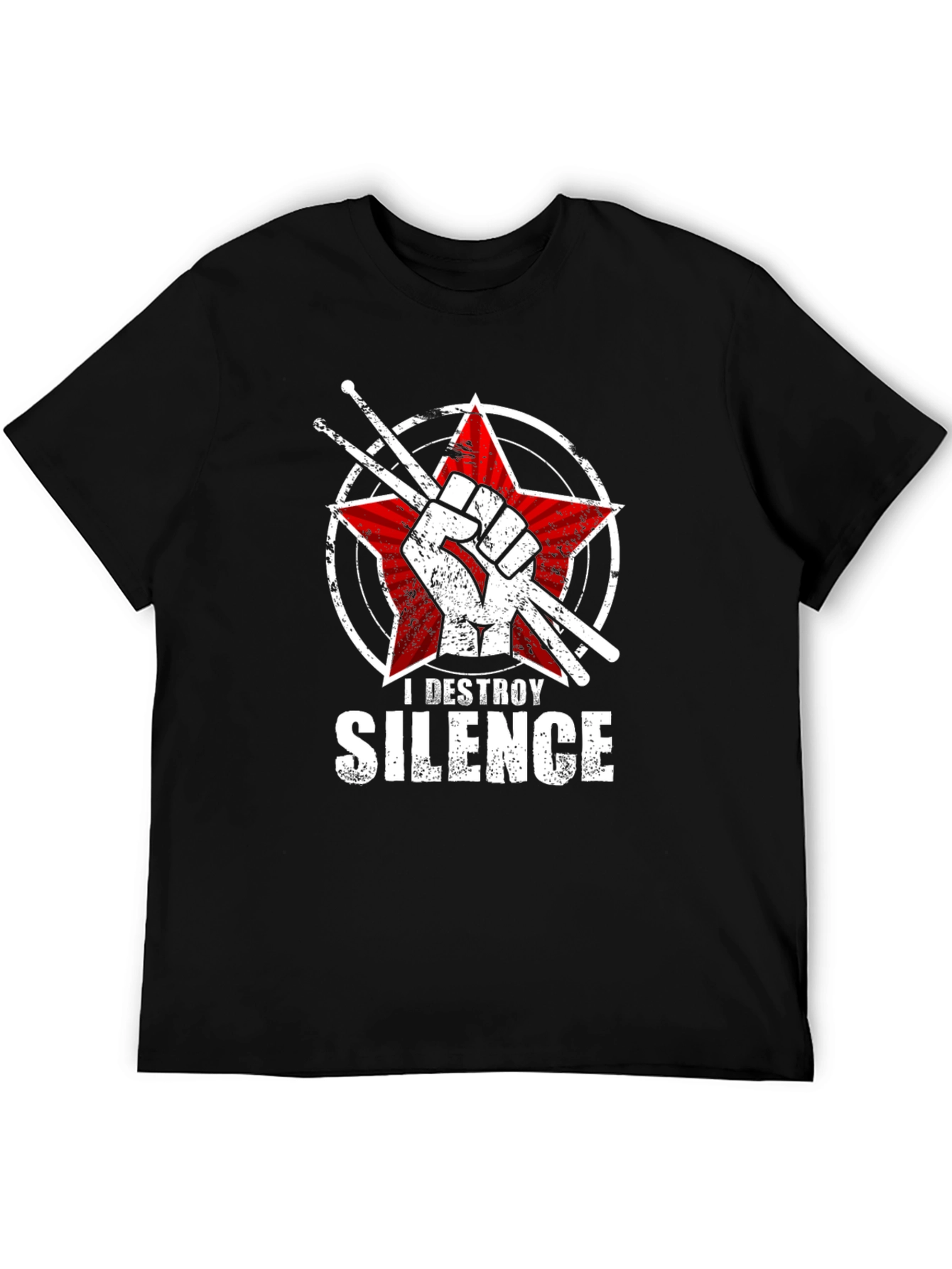 Black I Destroy Silence Drummer T-Shirt view 5