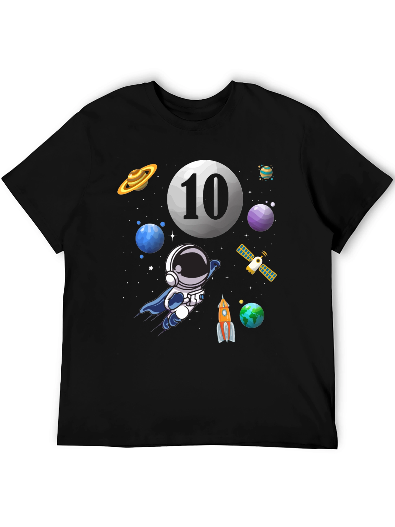 Black Astronaut 10th Birthday T-Shirt view 5