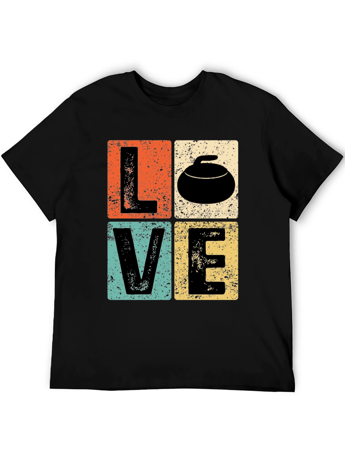 Black LOVE Curling T-Shirt - Retro Design view 5