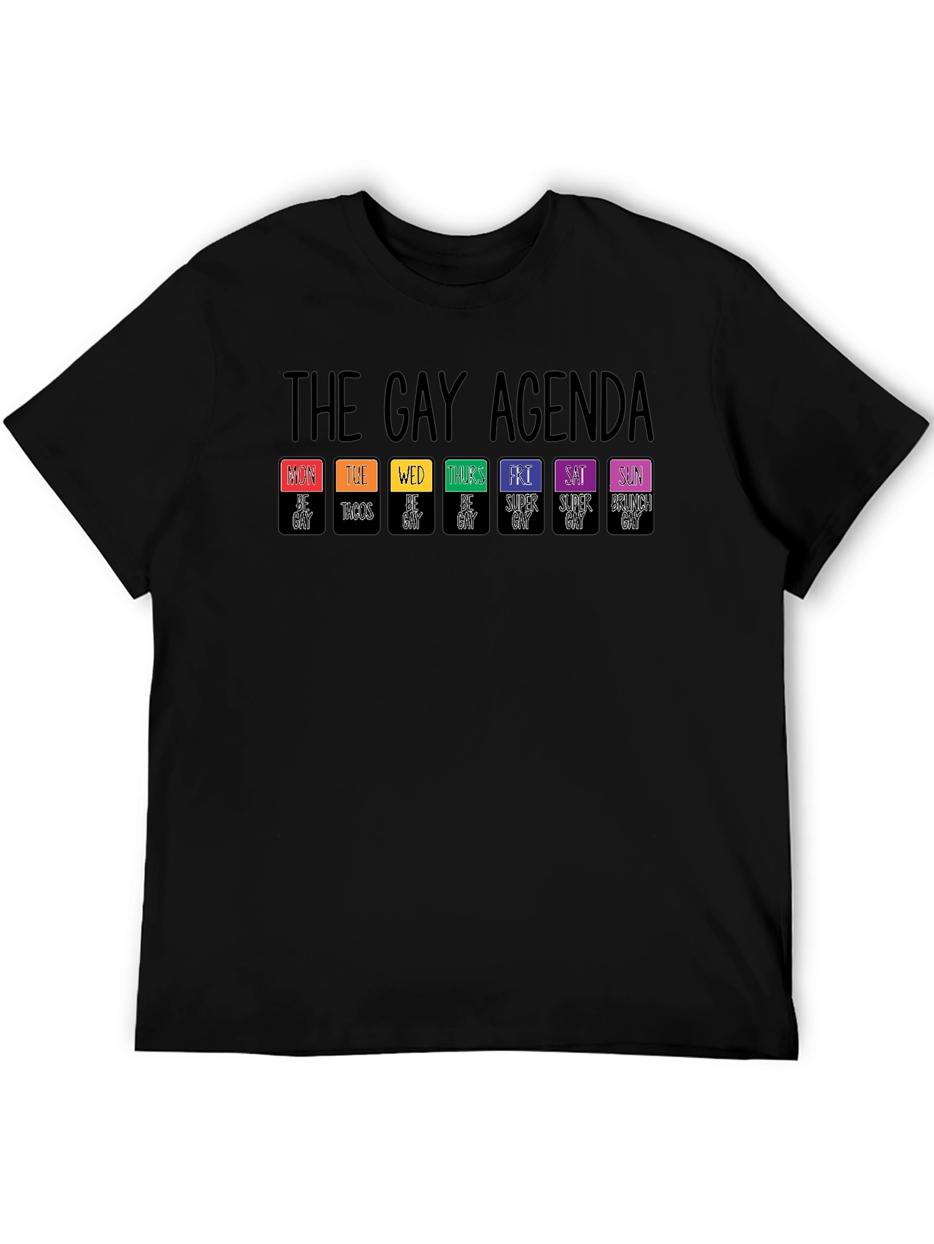 Black The Gay Agenda T-Shirt view 5