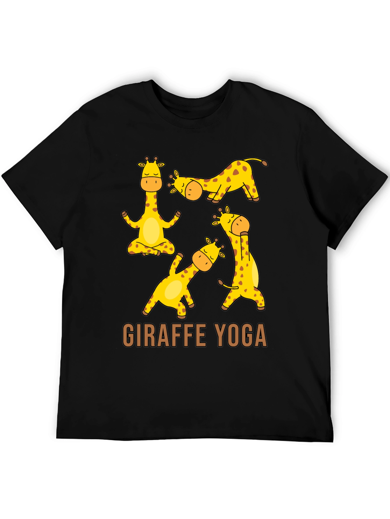Black Giraffe Yoga Graphic T-Shirt - Unisex Black Tee view 5