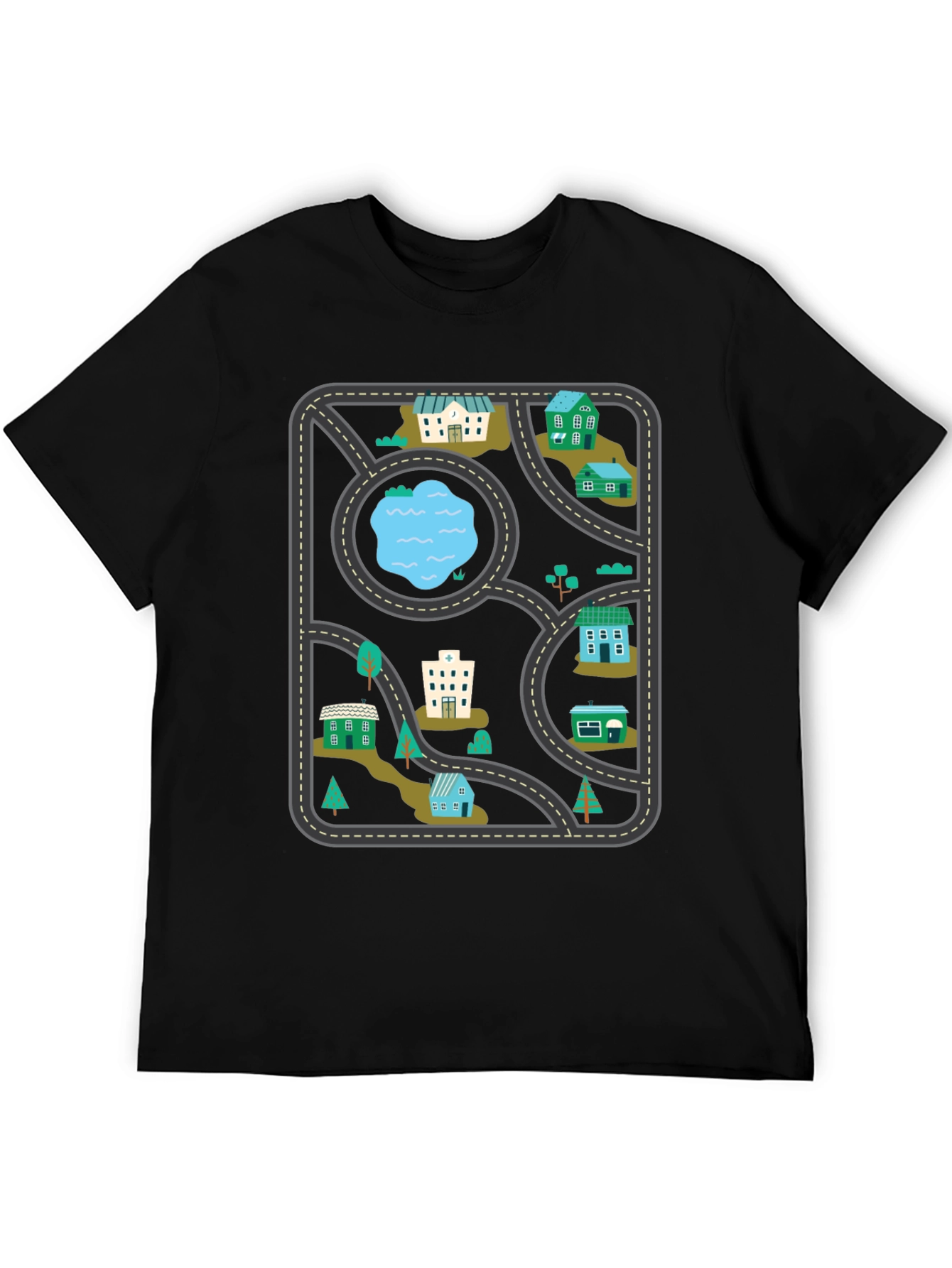 Black City Map Graphic Tee - Black Cotton T-Shirt view 5