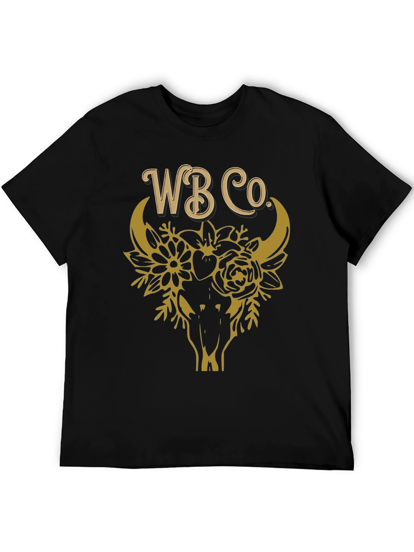 Black WBCo Floral Bull Skull Graphic Tee view 5