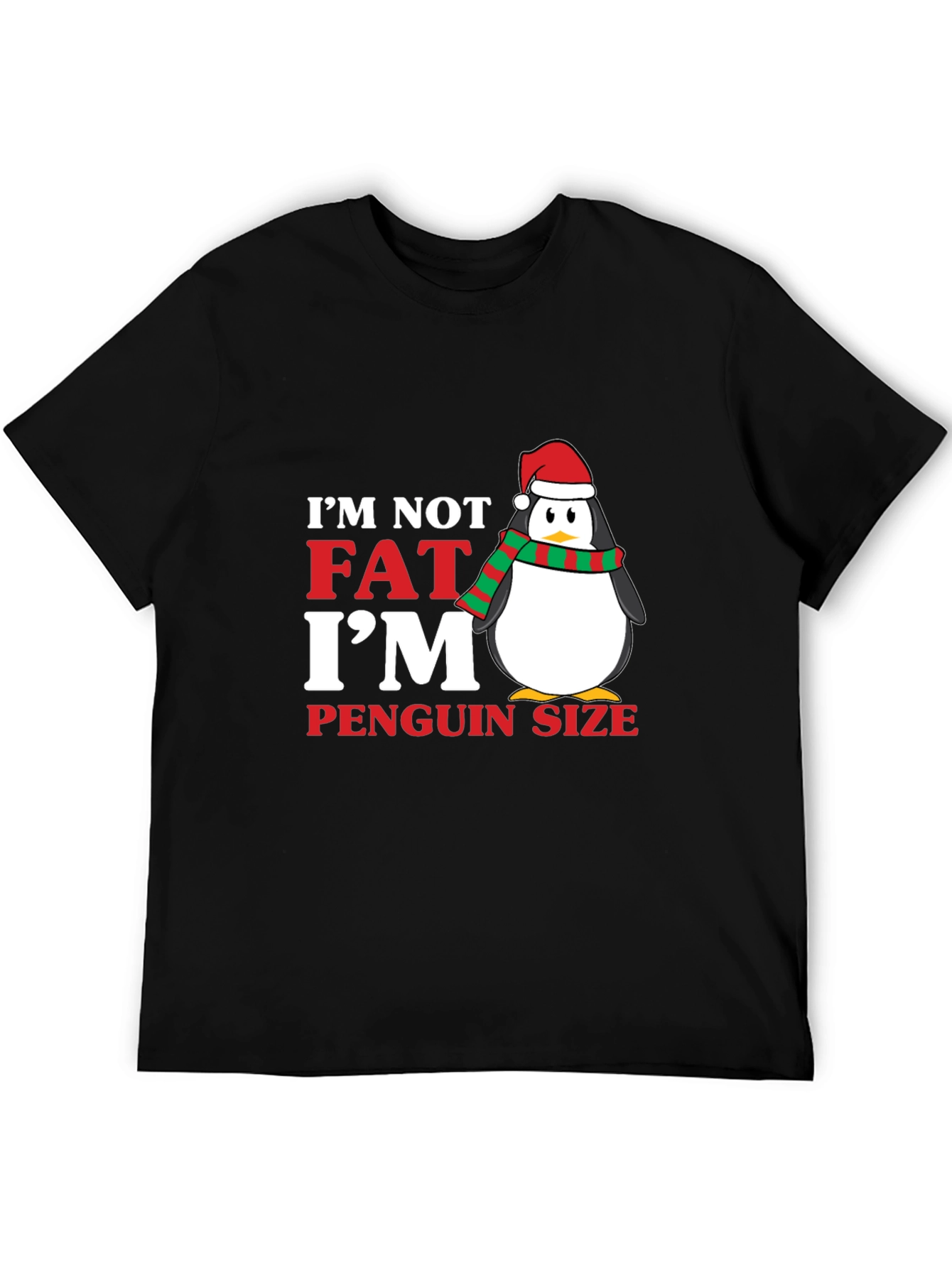 Black I'm Not Fat I'm Penguin Size Holiday T-Shirt view 5