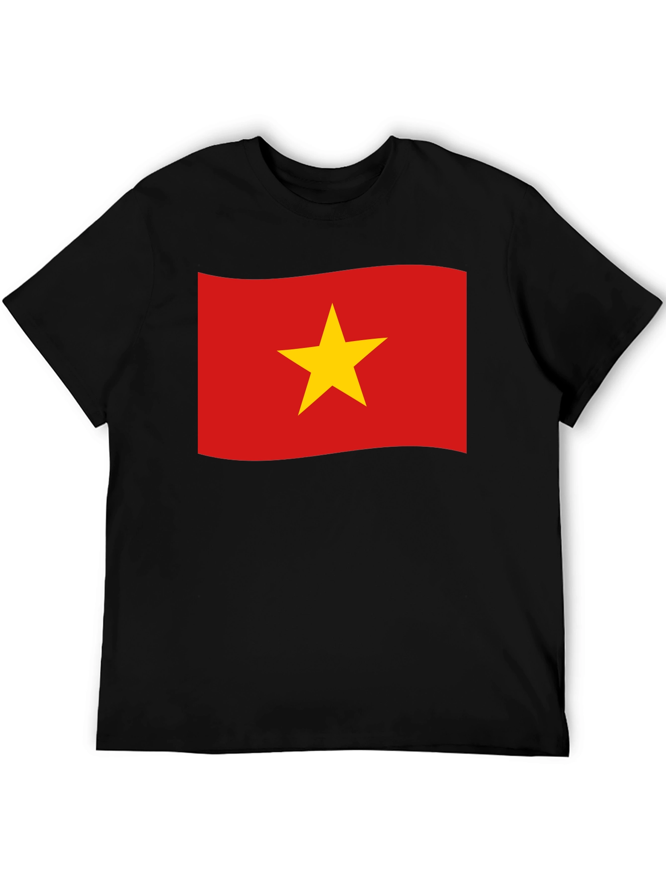 Black Vietnam Flag T-Shirt - Black Crew Neck Tee view 5