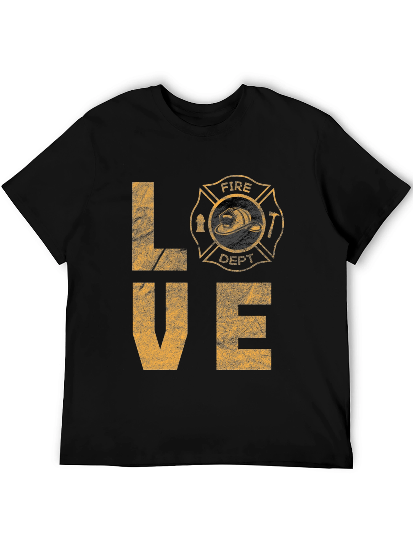 Black Fire Dept LOVE Graphic T-Shirt - Black Cotton Tee view 5