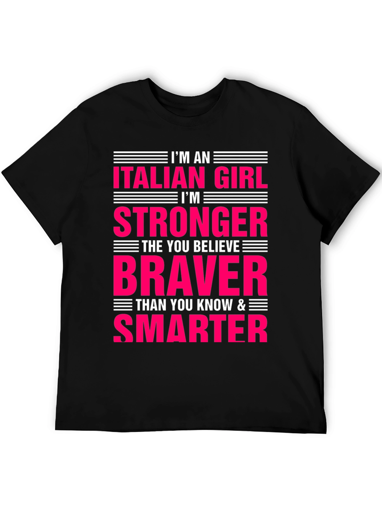 Black Italian Girl Stronger Braver Smarter T-Shirt view 5