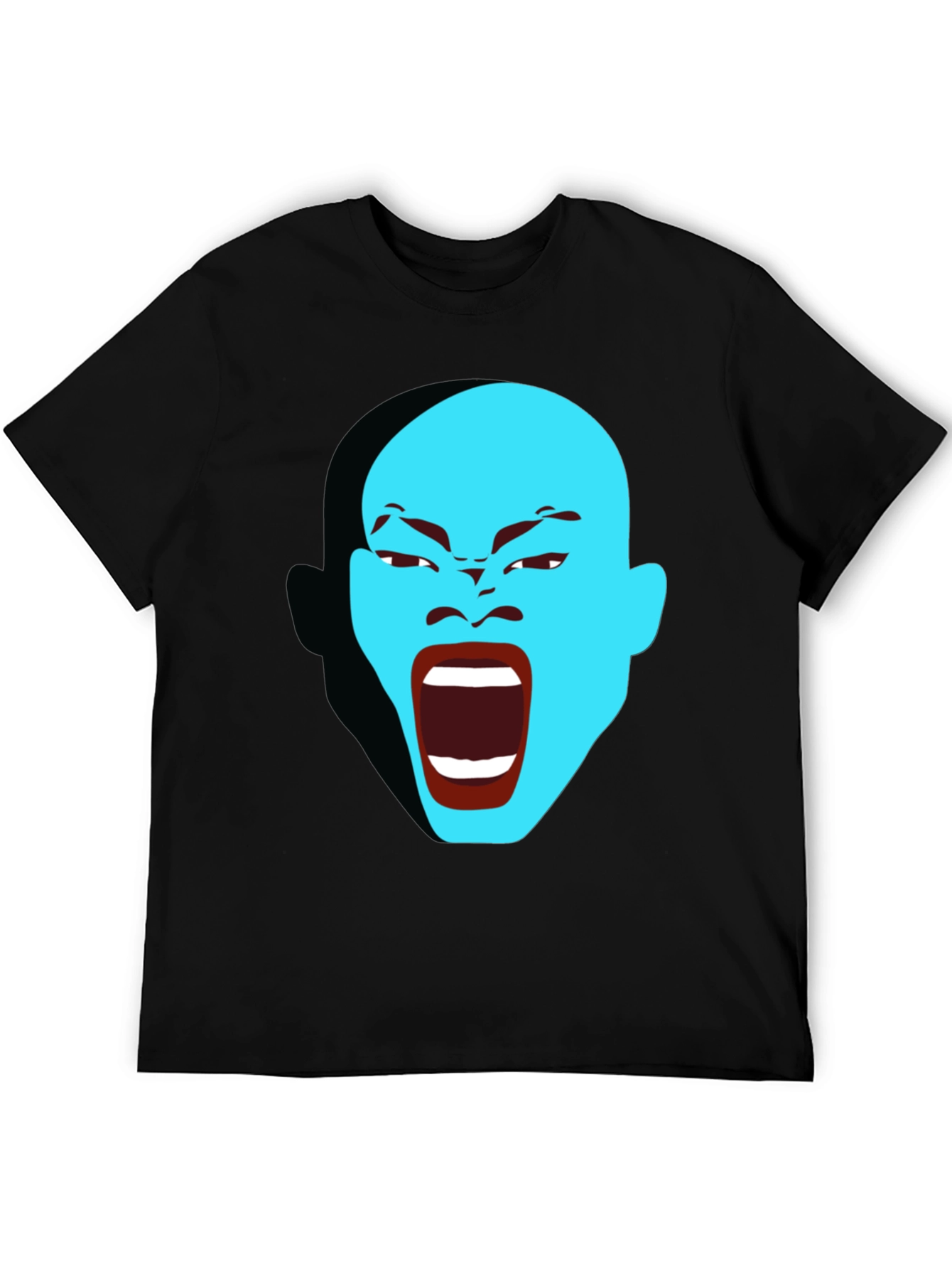 Black Screaming Blue Face Graphic T-Shirt view 5