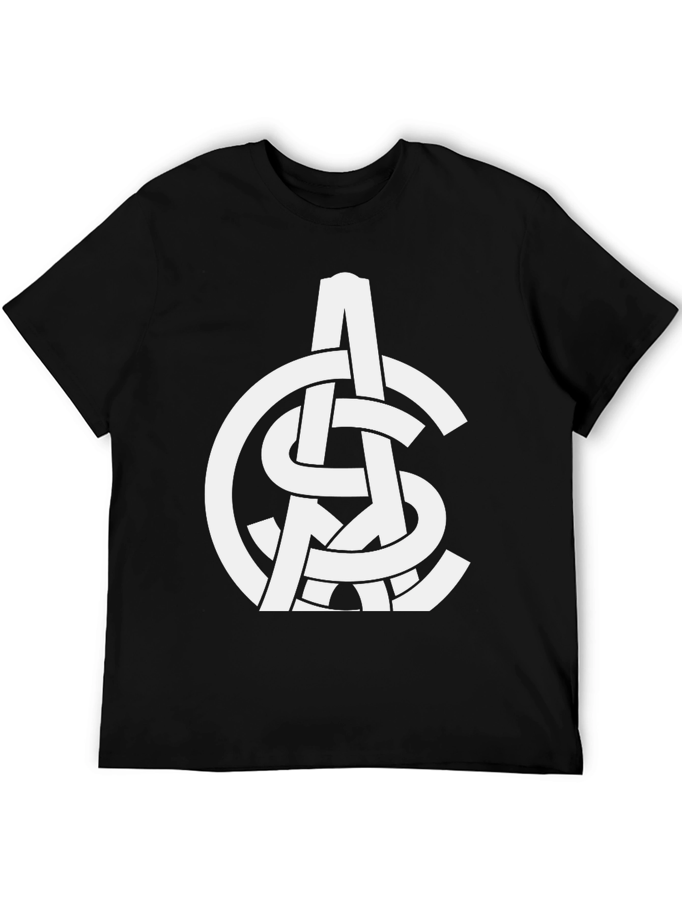 Black Abstract White Logo Print Black T-Shirt view 5
