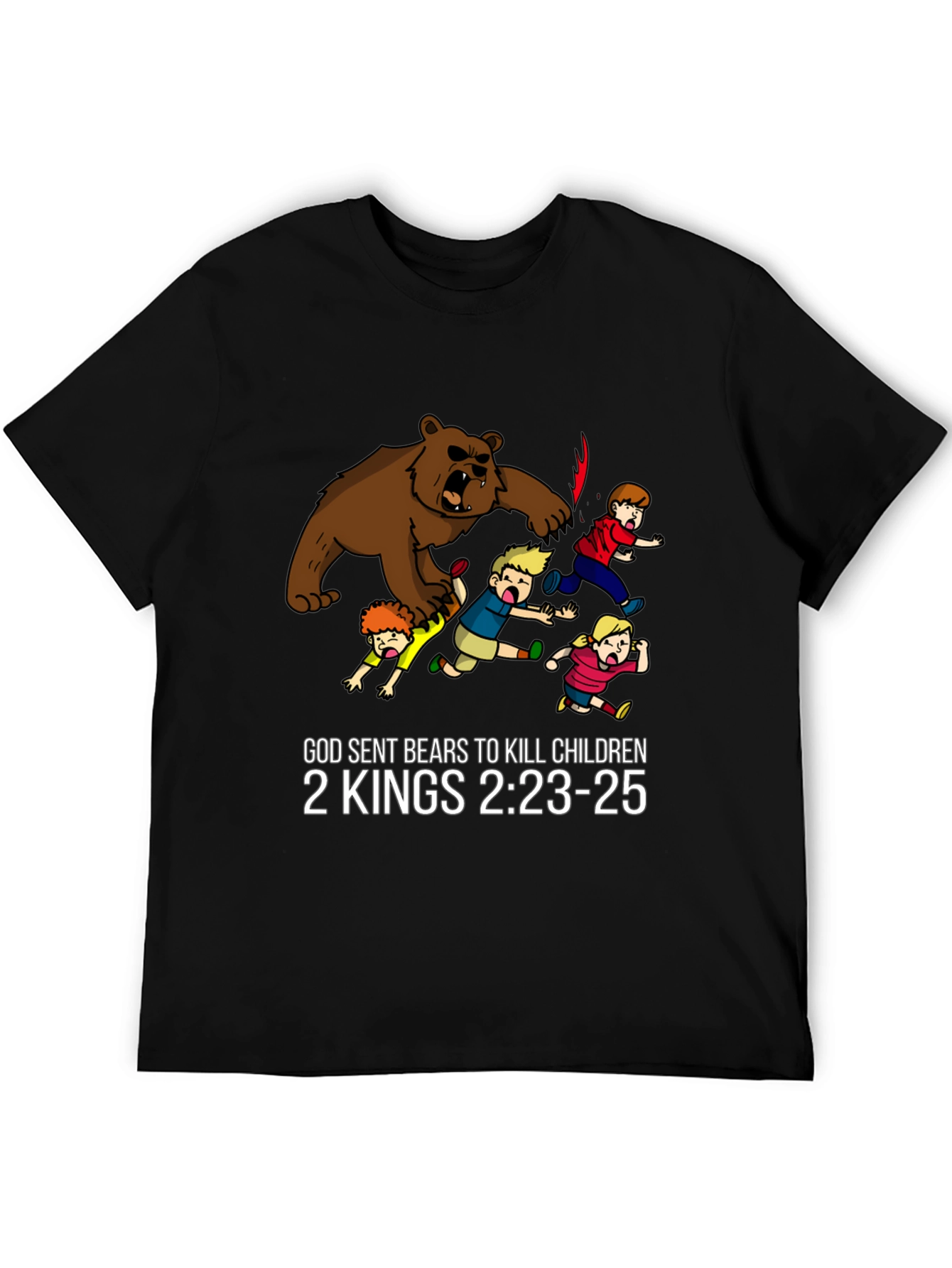 Black God Sent Bears T-Shirt 2 Kings Bible Verse Funny Graphic Tee view 5