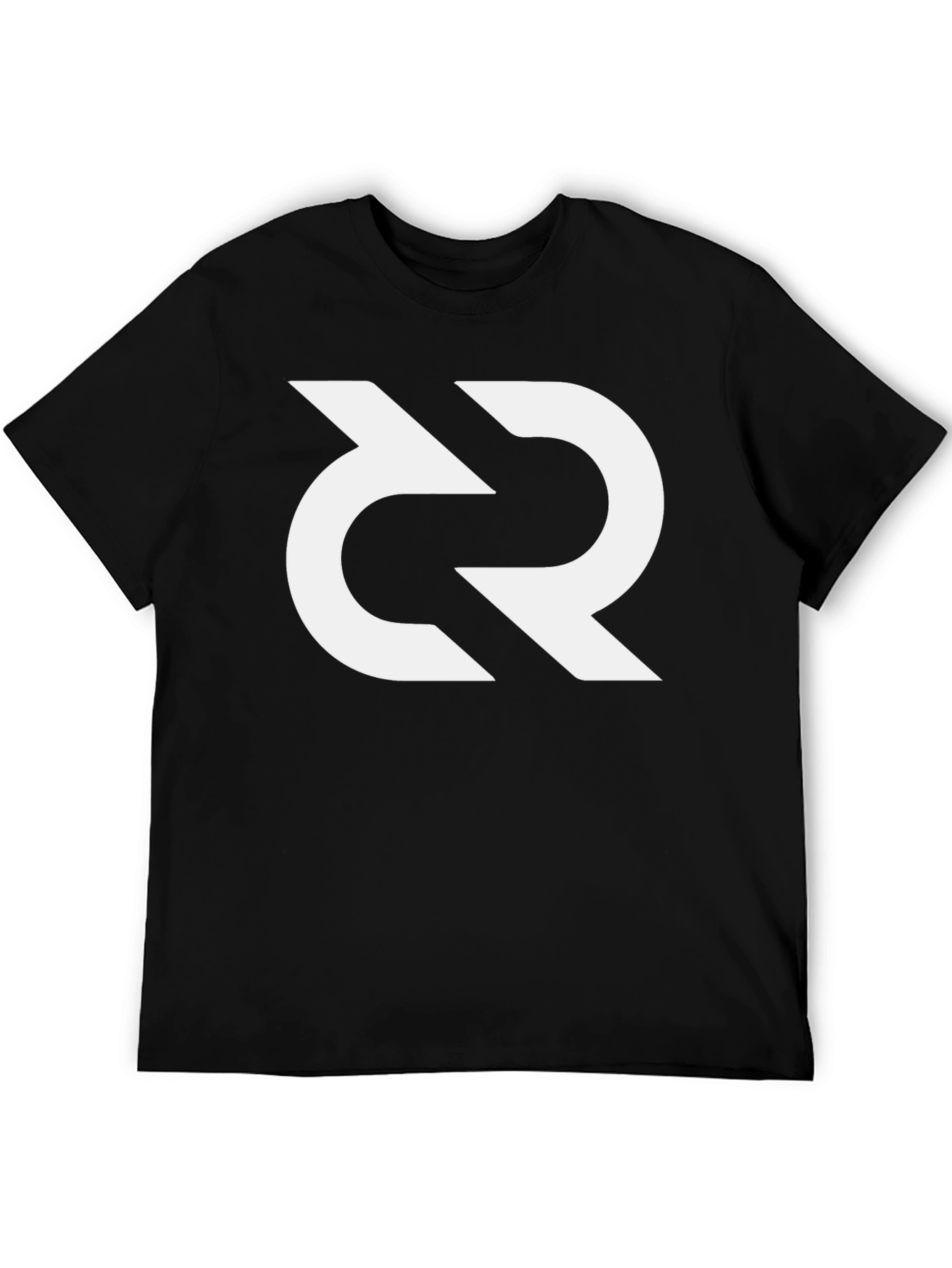 Black Modern Graphic Tee - Black Cotton with White Abstract Logo view 5