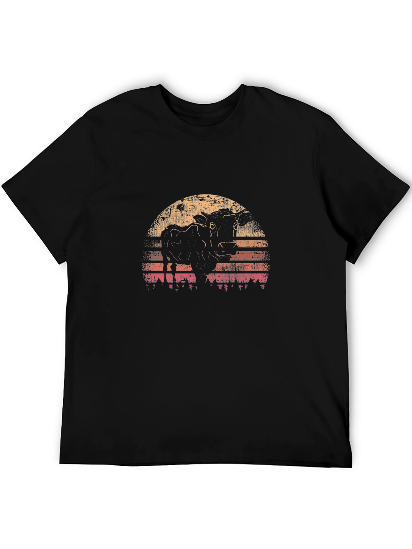 Black Vintage Cow Sunset T-Shirt view 5