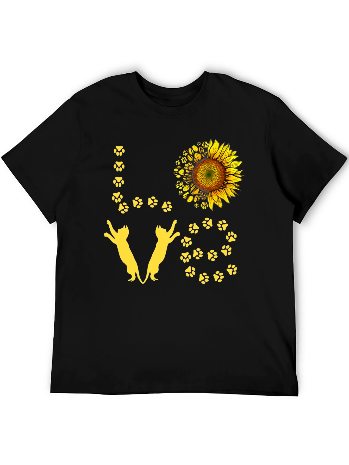 Black Love Cats Sunflower Graphic Tee view 5