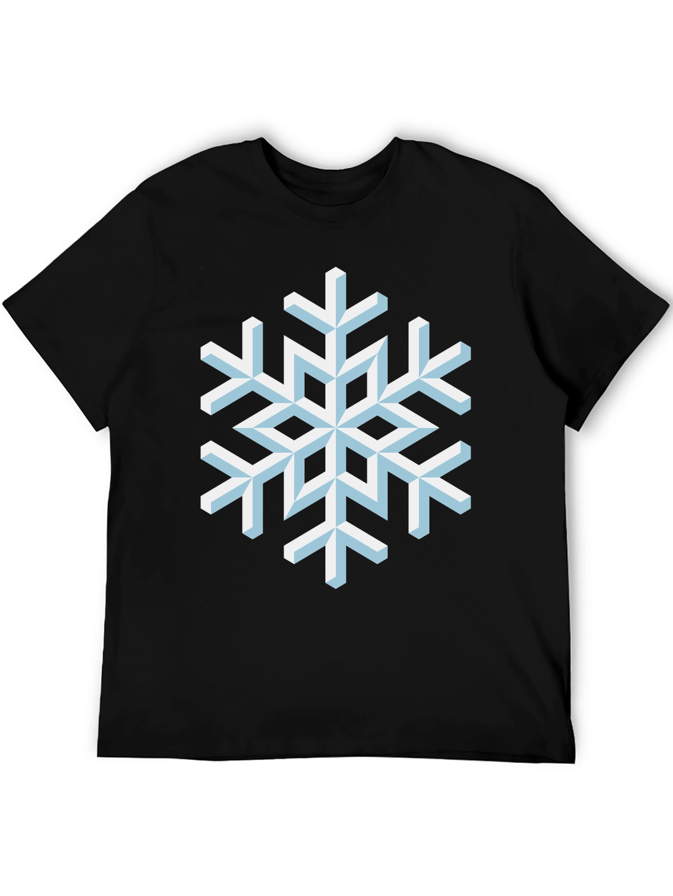 Black Geometric Snowflake Graphic Tee - Black Cotton Shirt view 5