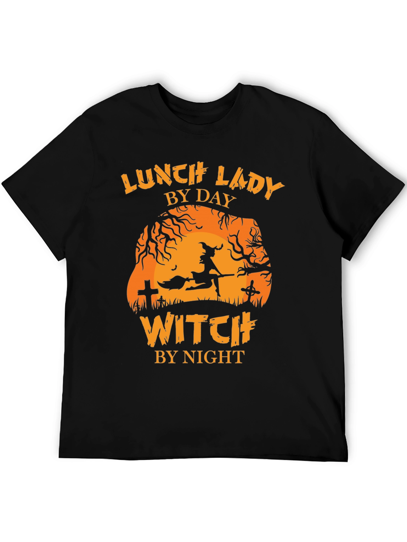 Black Lunch Lady by Day Witch by Night Halloween T-Shirt view 5