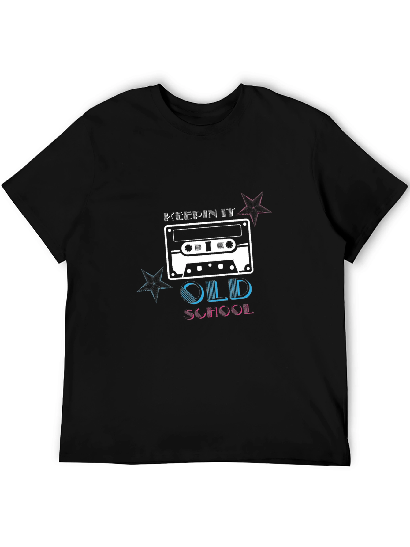 Black Keepin' It Old School Cassette Tape Graphic T-Shirt view 5