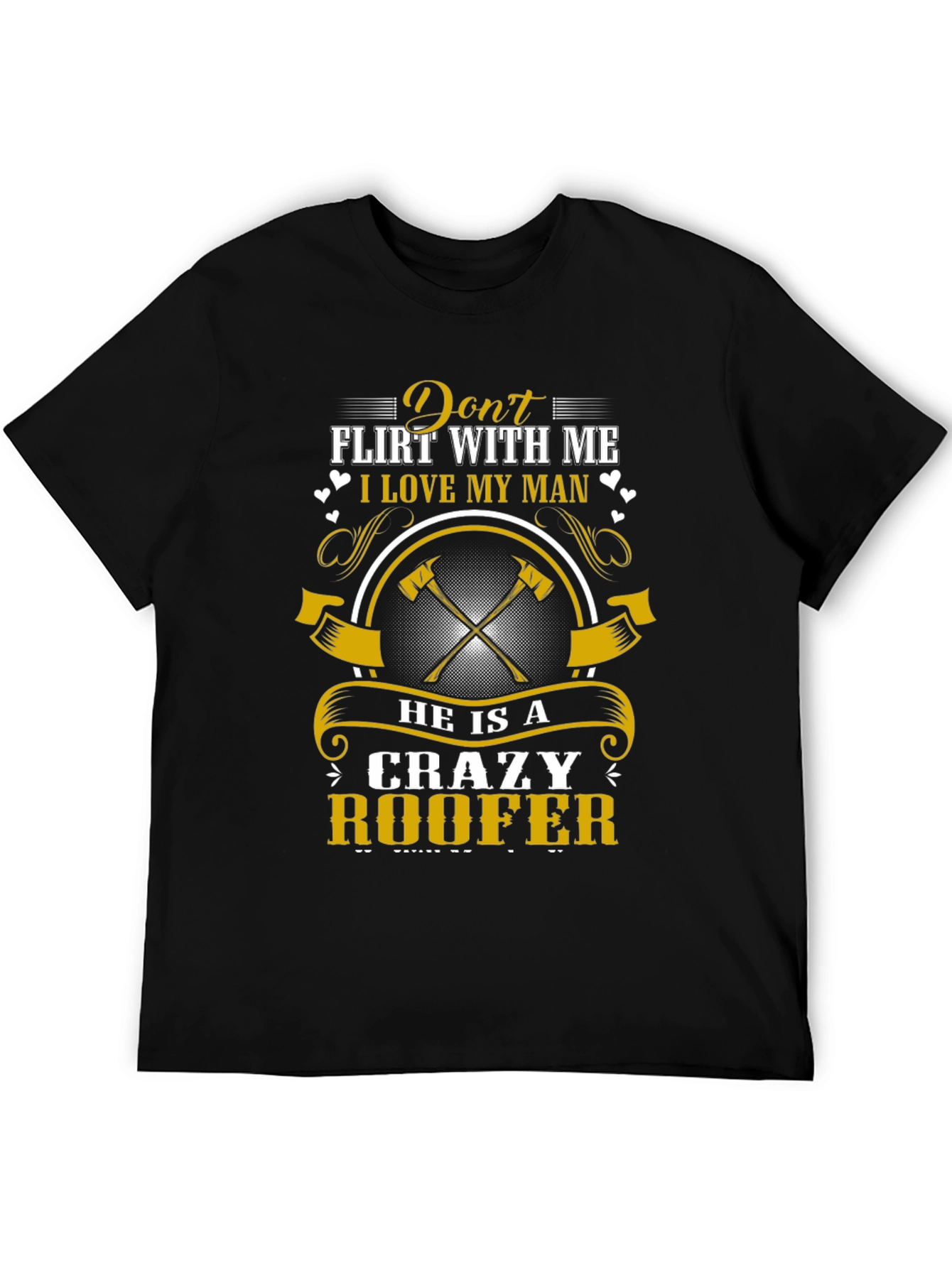 Black Crazy Roofer Man's T-Shirt view 5