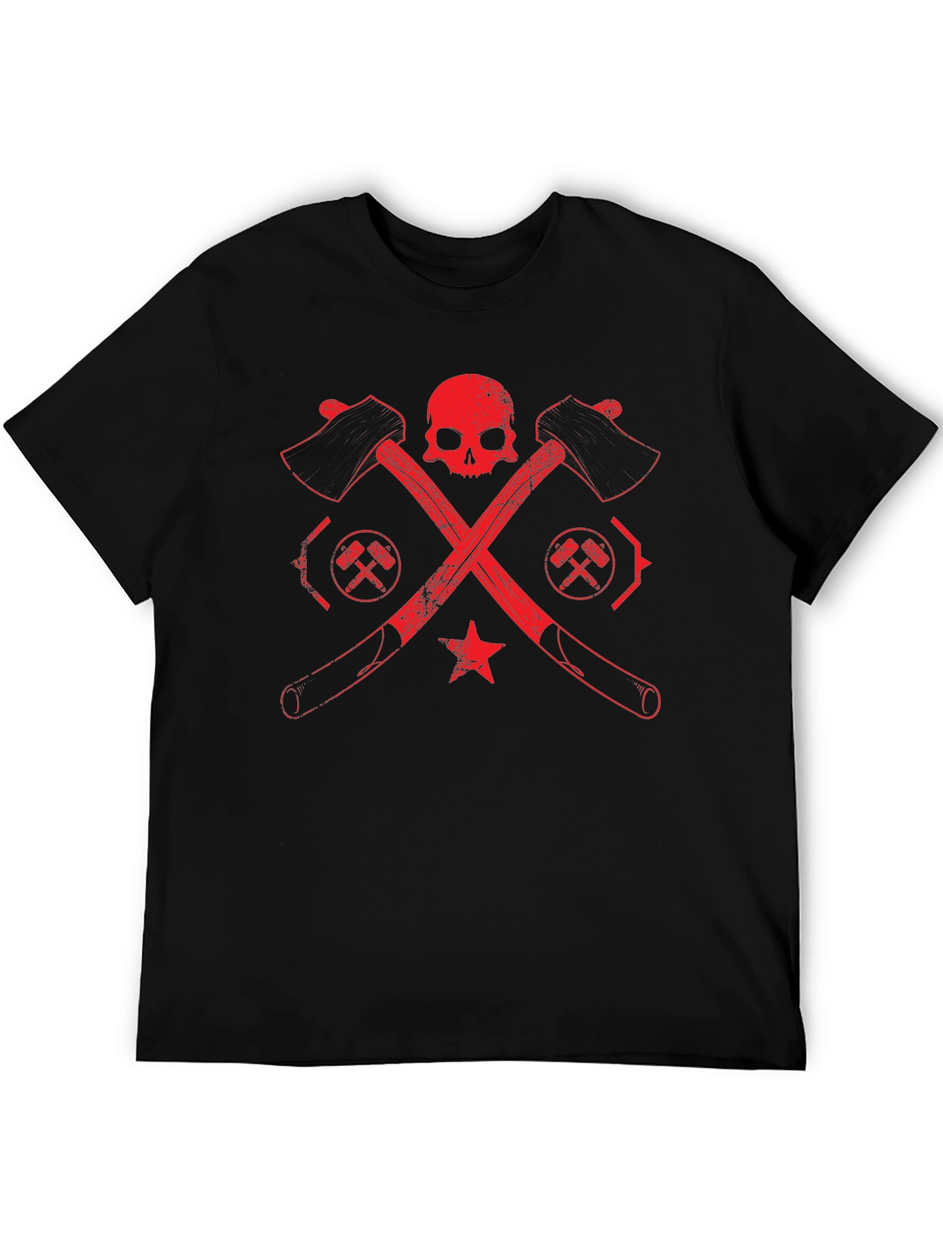 Black Skull & Crossed Axes Graphic Tee - Black view 5