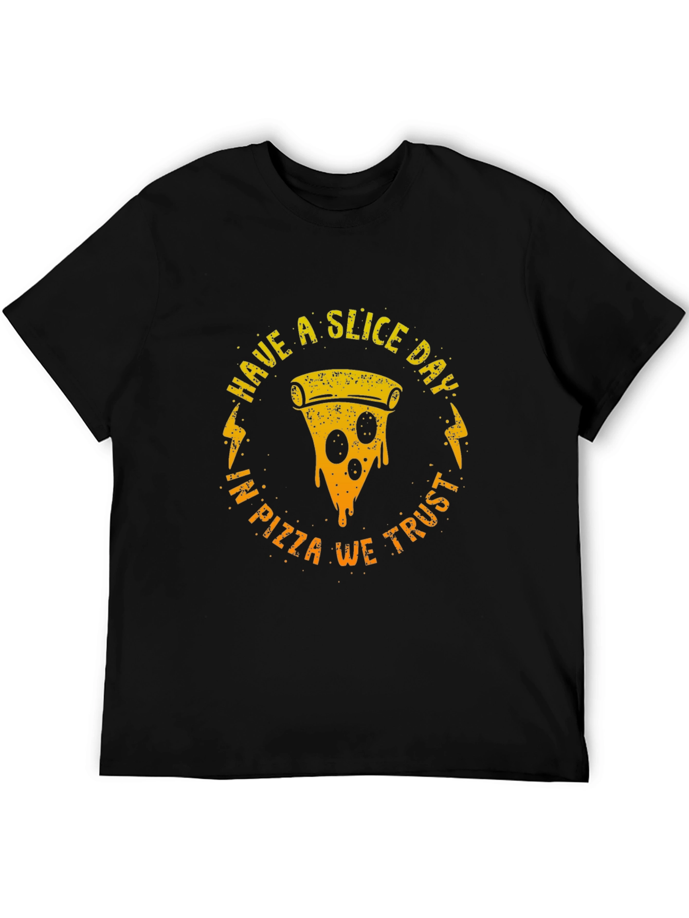 Black Have a Slice Day Pizza Graphic T-Shirt view 5