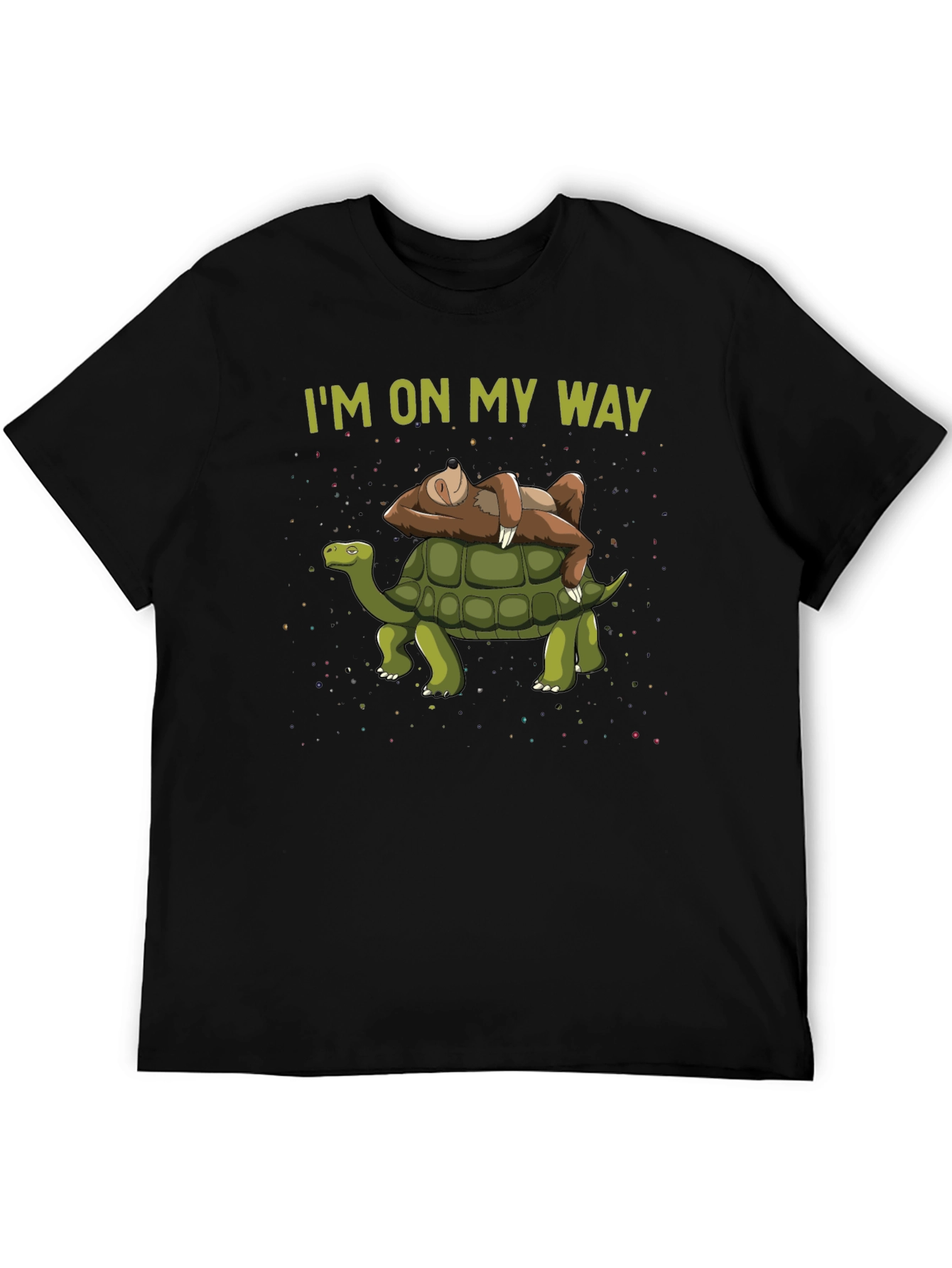 Black I'm On My Way Sloth & Turtle Graphic T-Shirt view 5