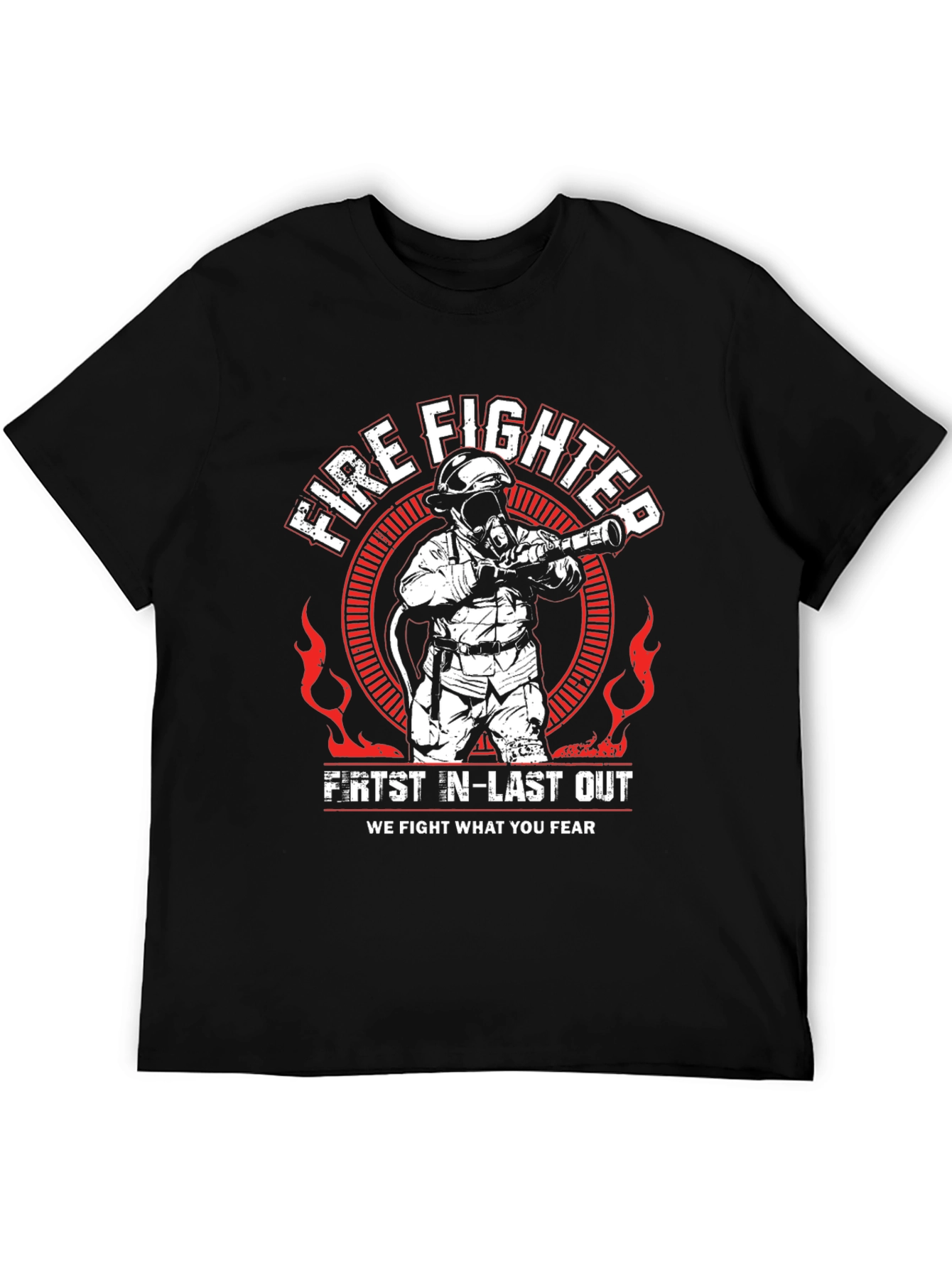 Black Firefighter T-Shirt - First In, Last Out view 5