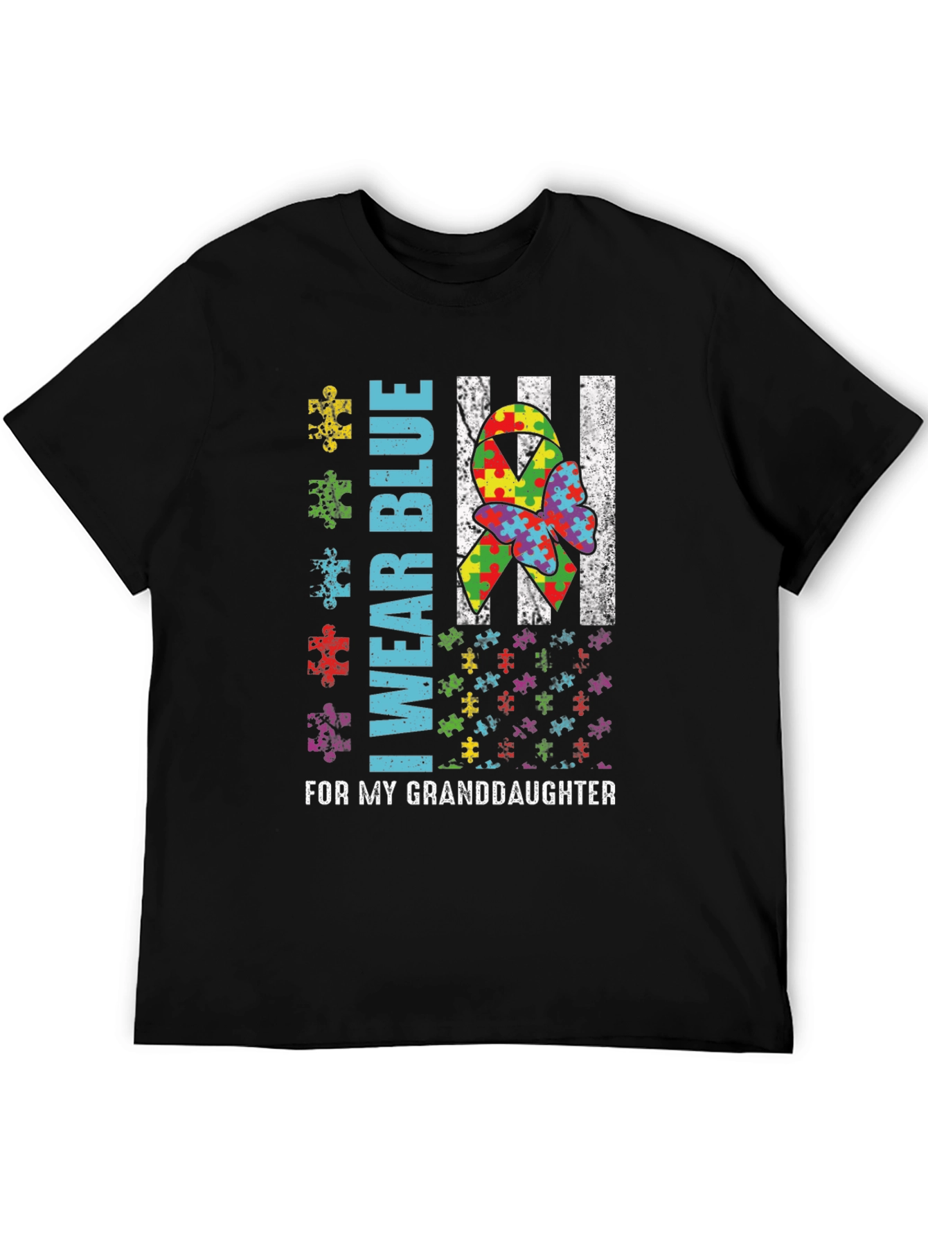 Black Autism Awareness Granddaughter T-Shirt view 5