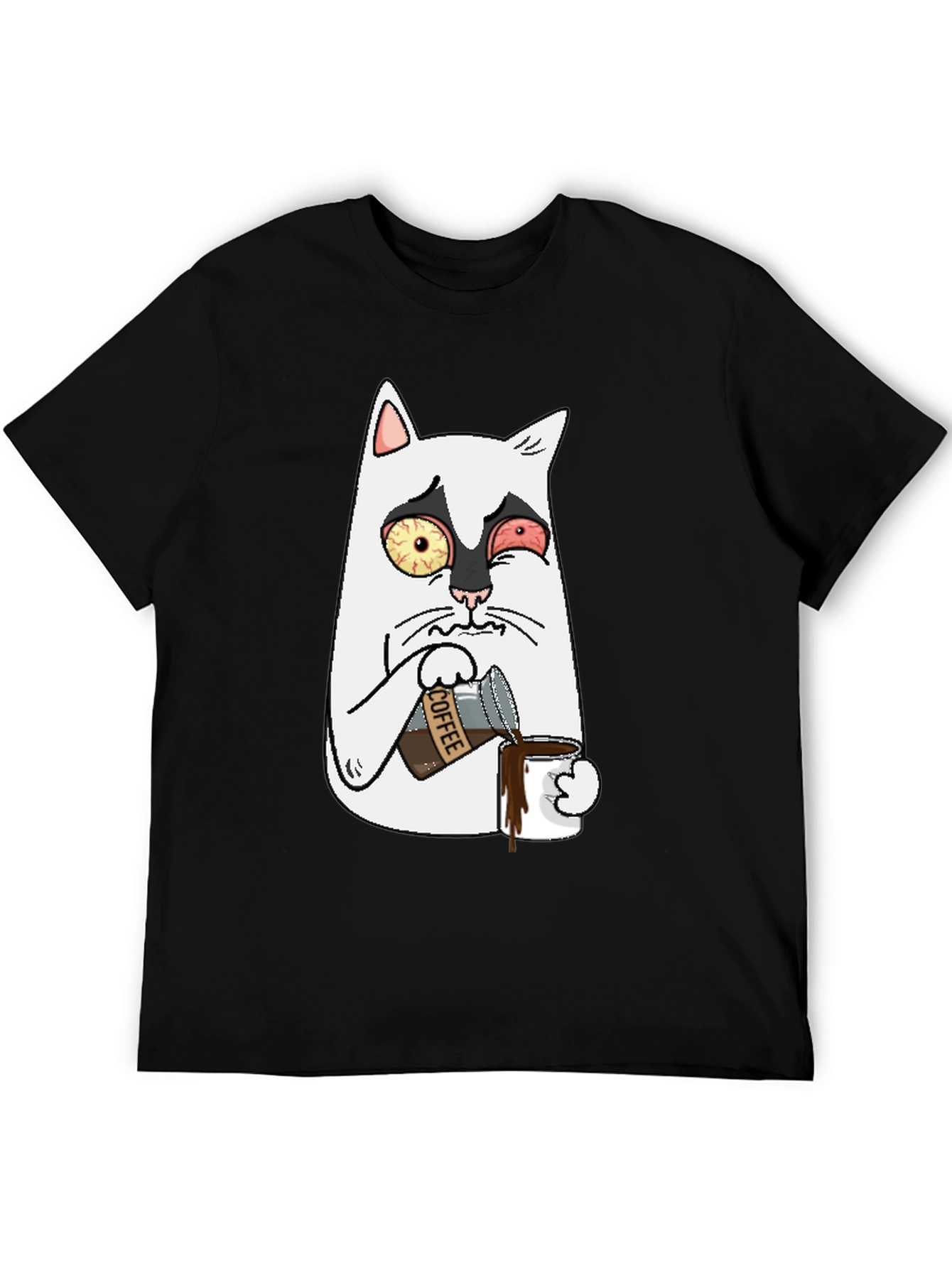 Black Funny Cat Coffee T-Shirt view 5