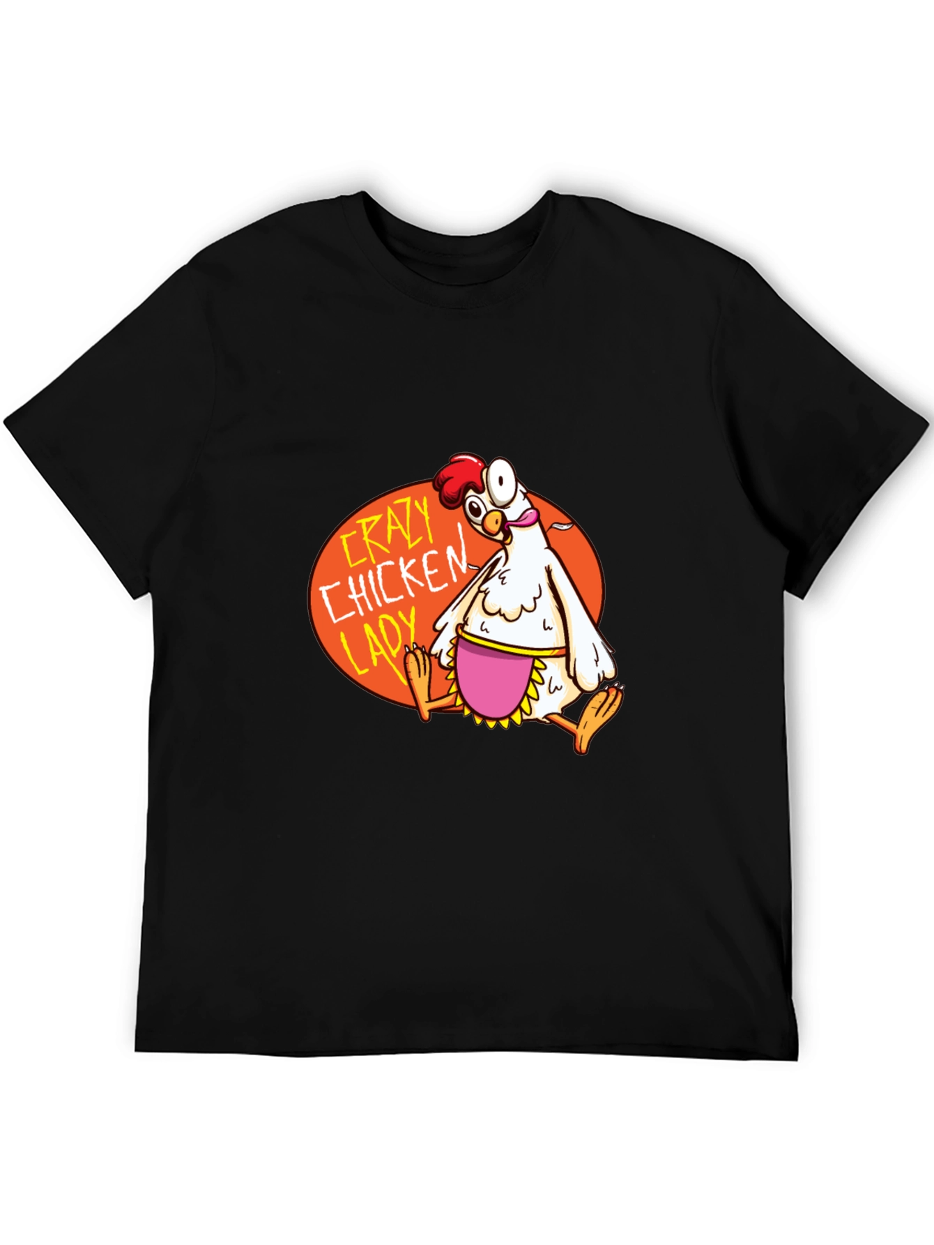 Black Crazy Chicken Lady Graphic T-Shirt view 5
