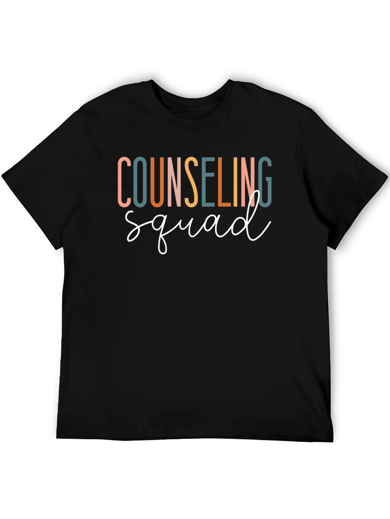 Black Counseling Squad Graphic Tee - Black Cotton T-Shirt view 5
