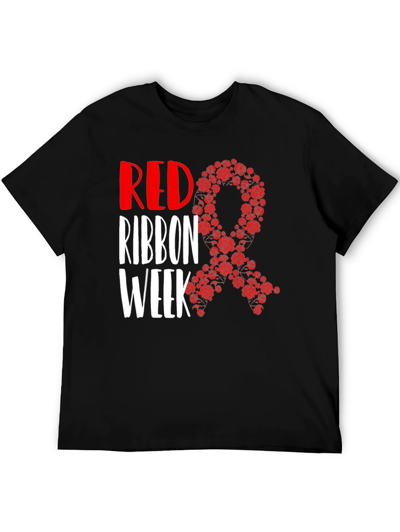 Black Red Ribbon Week T-Shirt Black view 5