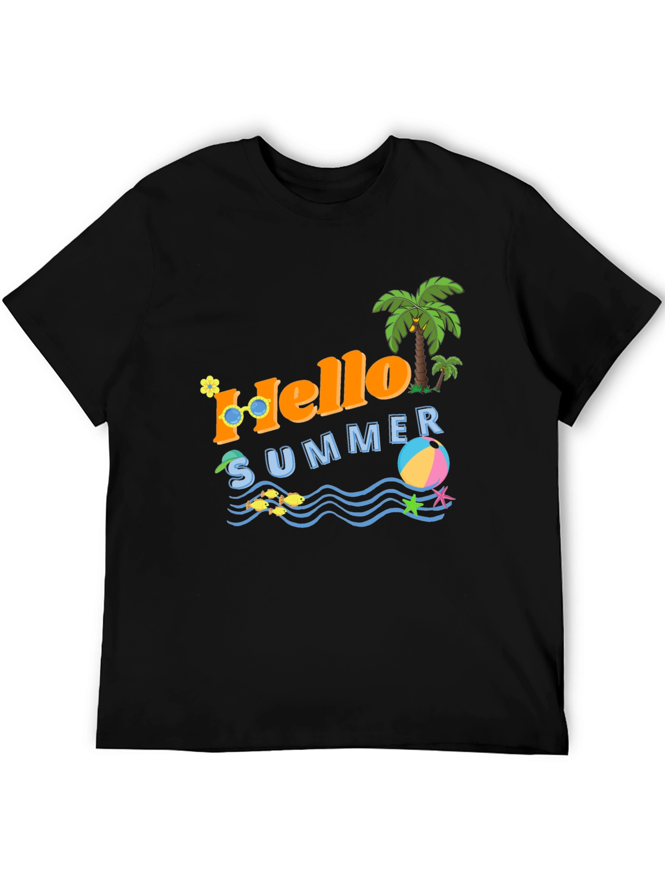 Black Hello Summer Graphic T-Shirt - Vacation Ready view 5