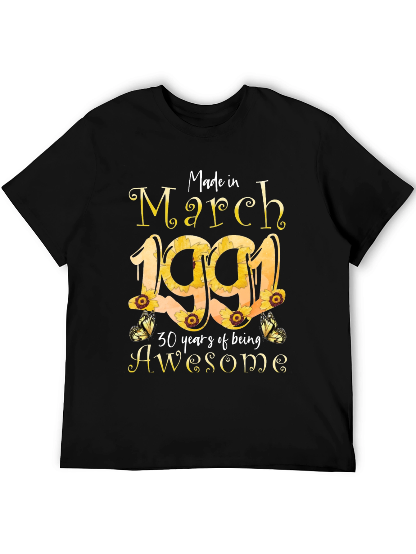 March 1991 Sunflower Birthday T-Shirt - 5