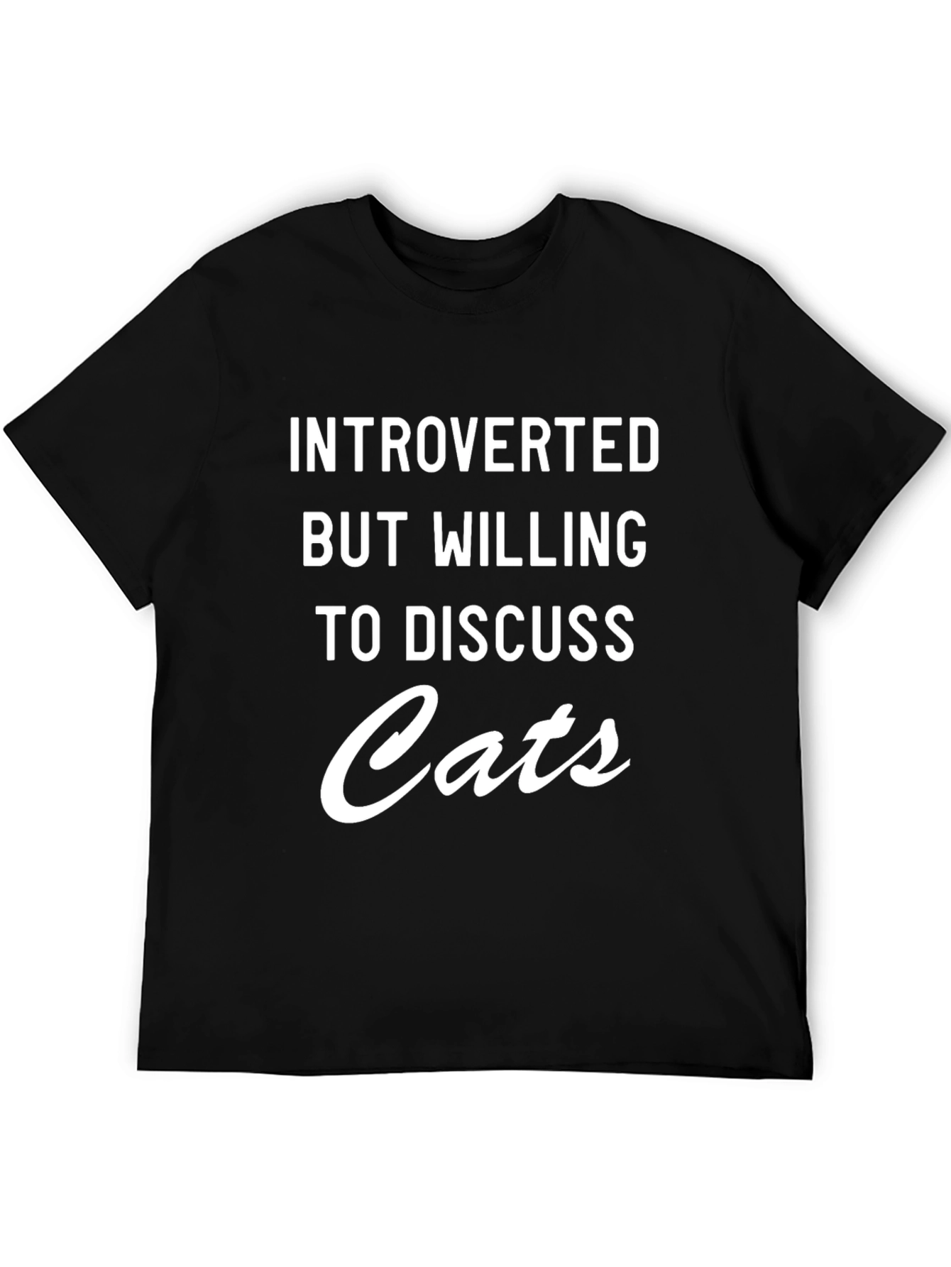 Black Introverted Cat Lover T-Shirt - Funny Statement Tee view 5