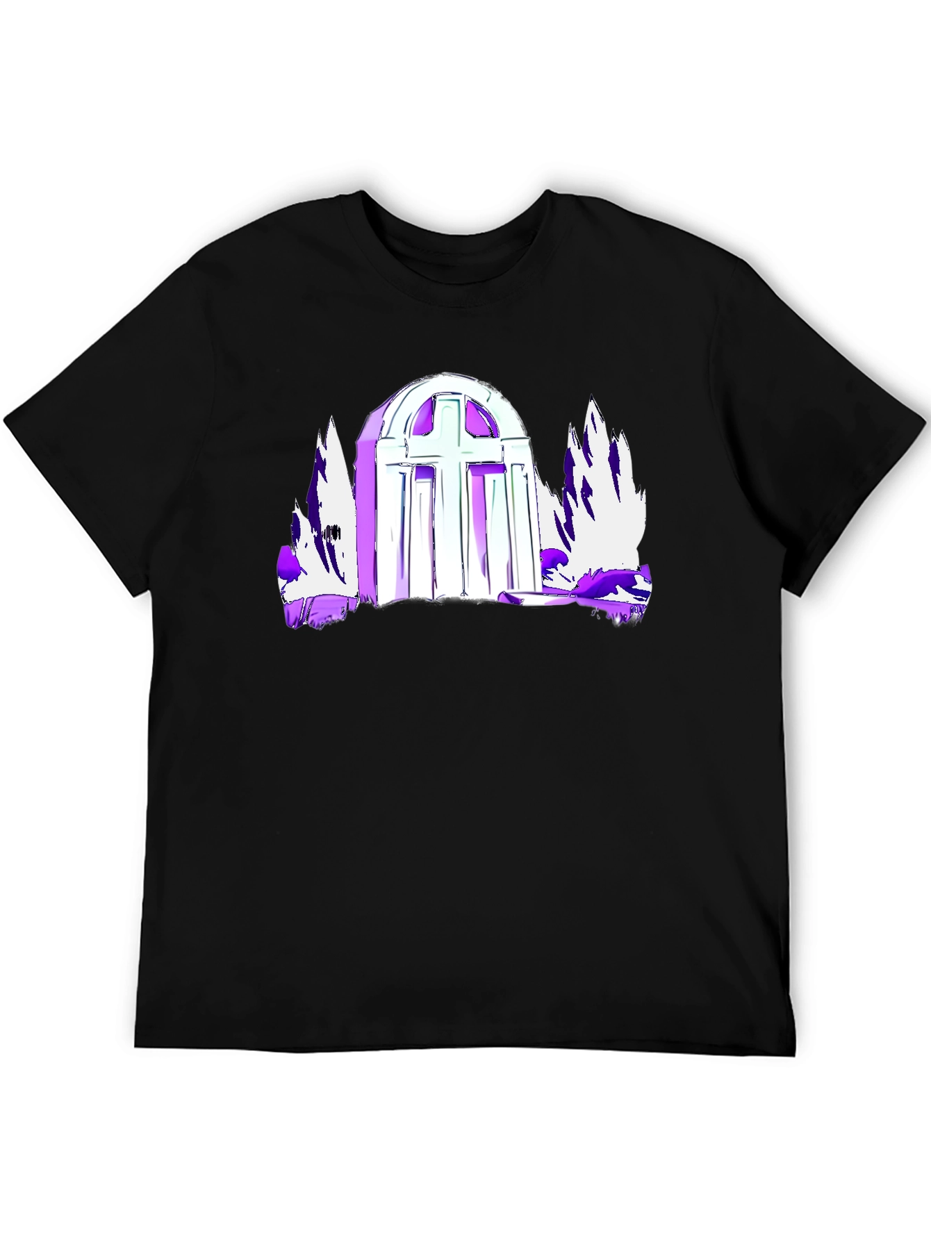 Black Gothic Cross Graphic Tee - Black view 5