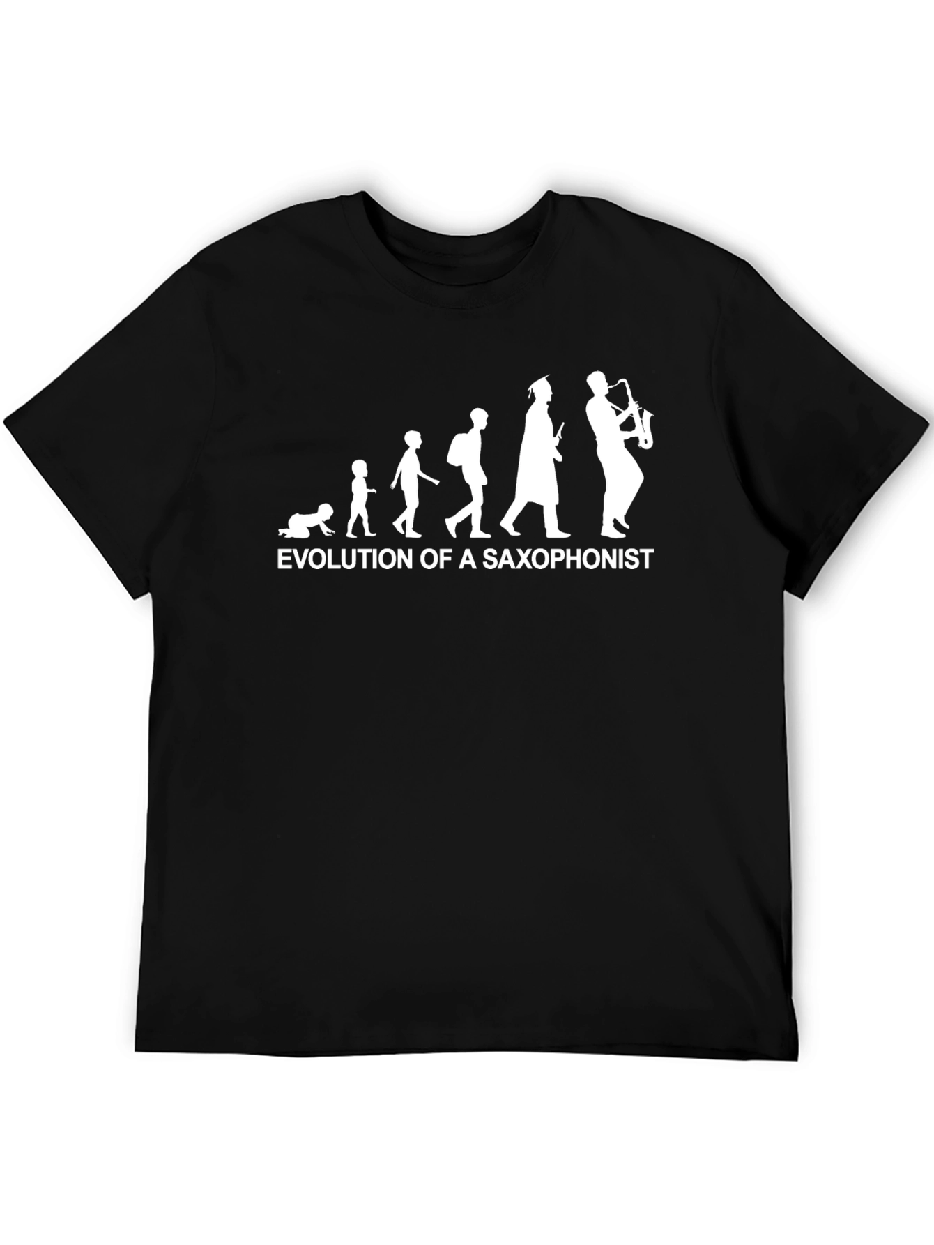 Black Evolution of Saxophonist Black Cotton T-Shirt view 5