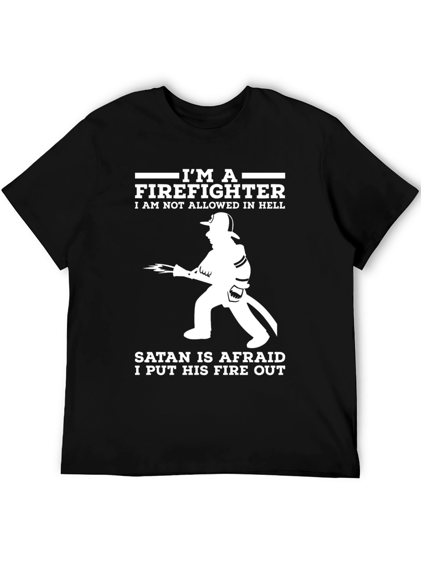 Black Firefighter Graphic Tee - Satan Afraid view 5