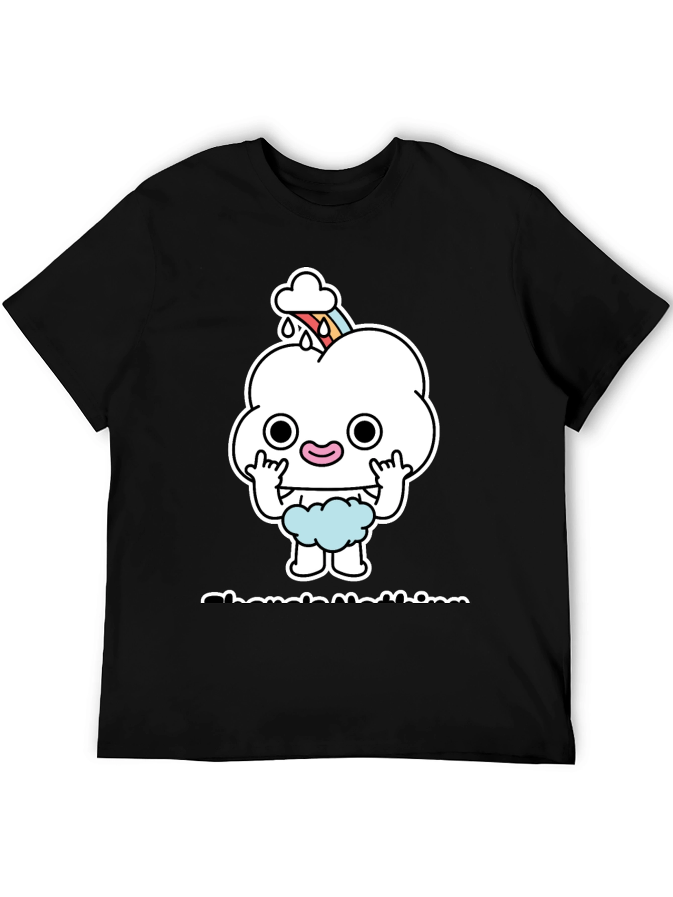 Black Funny Cartoon Cloud T-Shirt  view 5