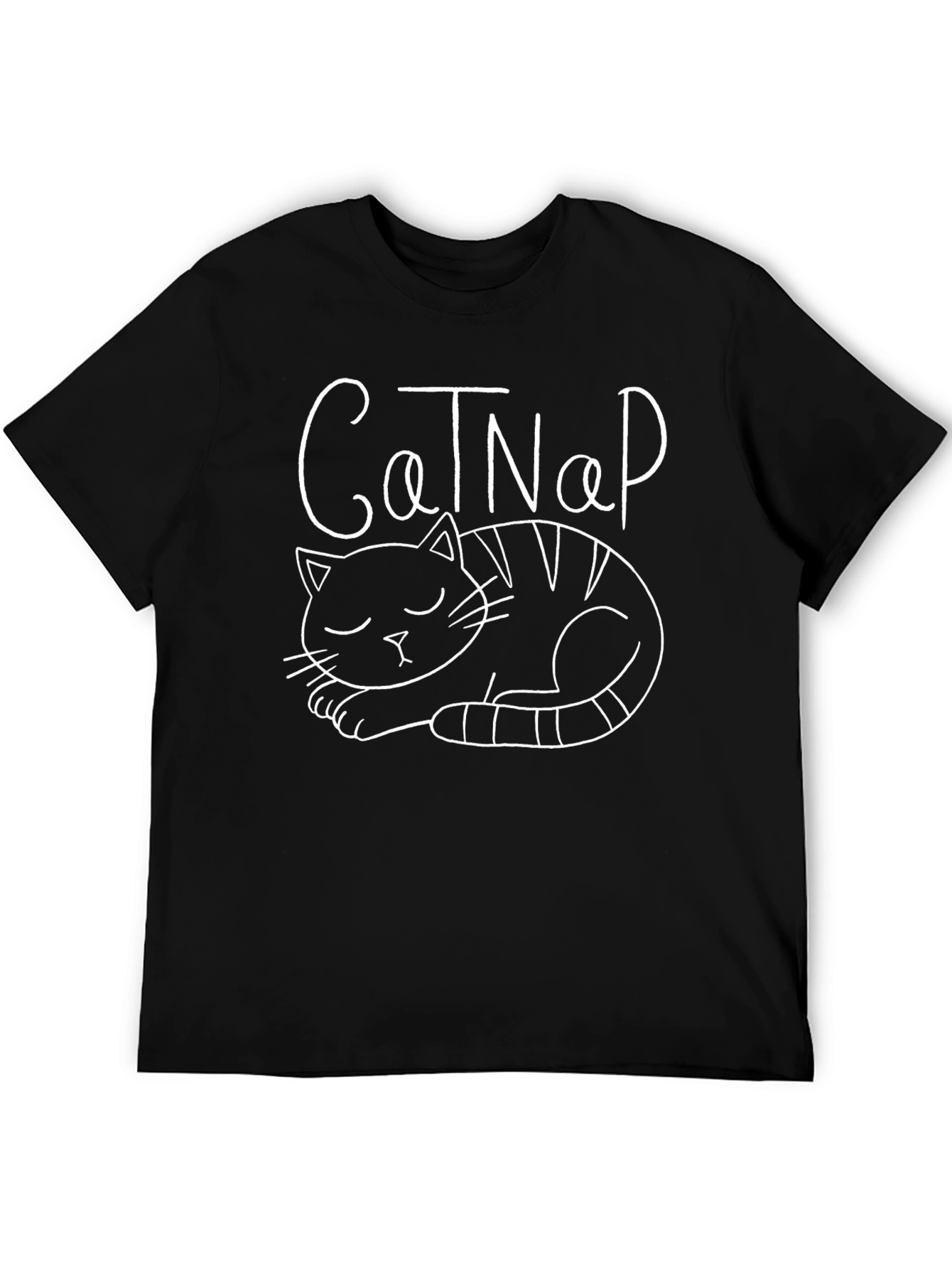 Black Cat Nap T-Shirt - Unisex Black Tee view 5