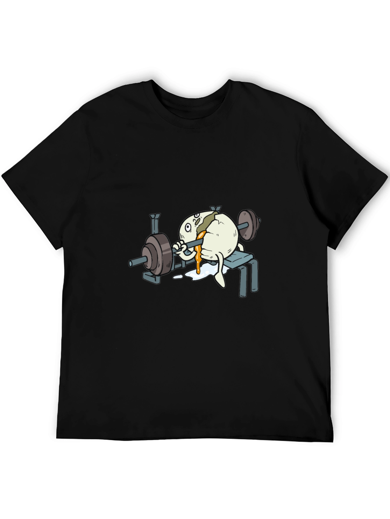 Black Funny Egg Lifting Weights T-Shirt view 5
