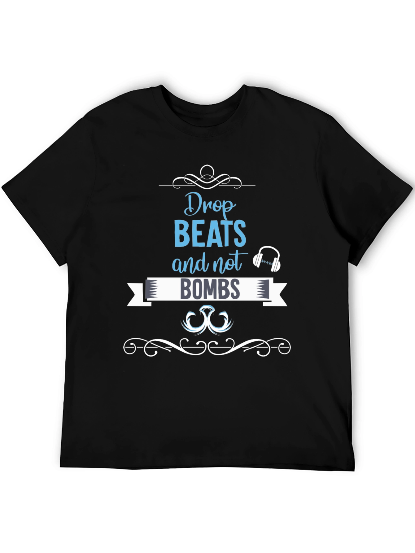 Black Drop Beats, Not Bombs Graphic Tee - Black view 5