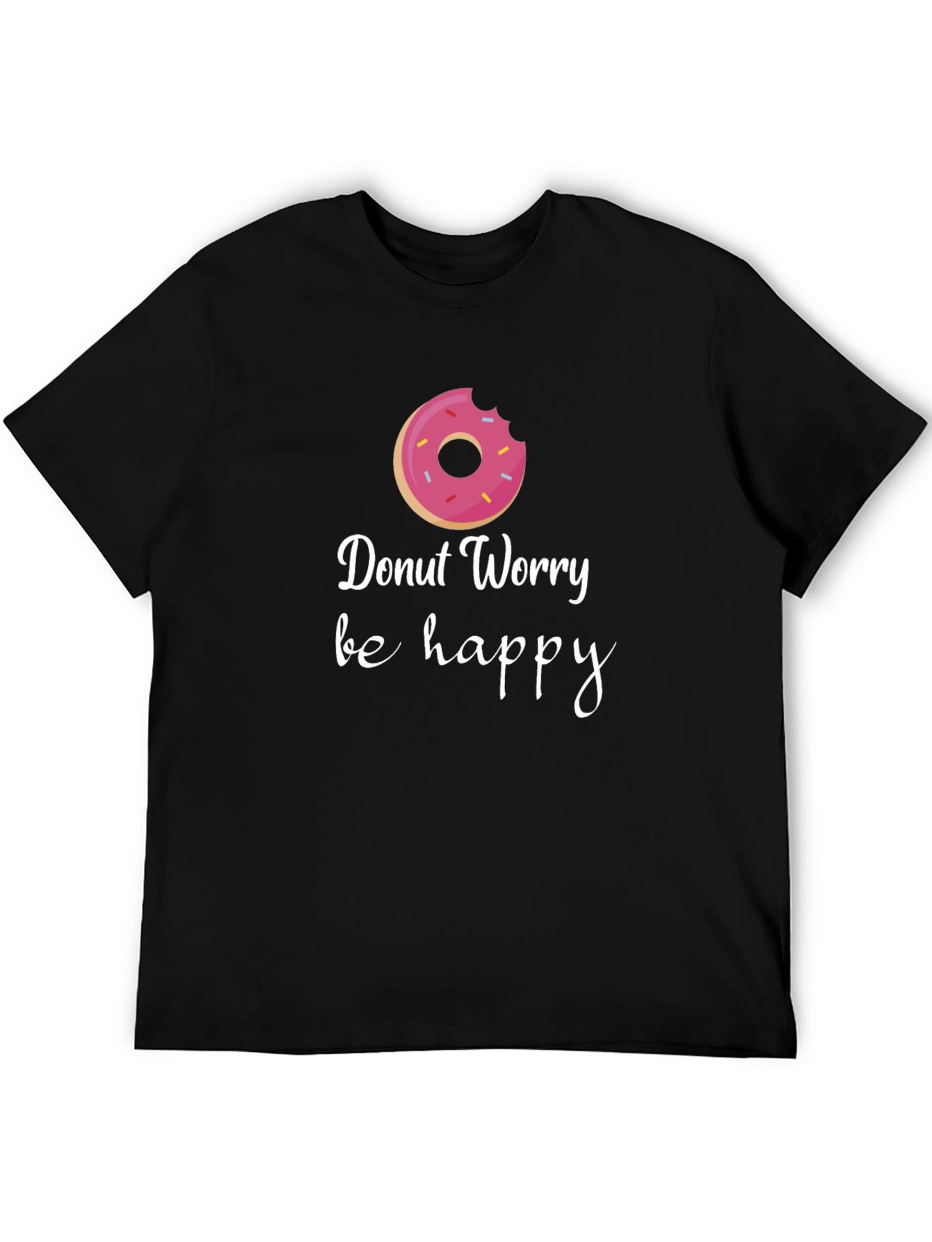 Black Donut Worry Be Happy Graphic Tee - Black view 5