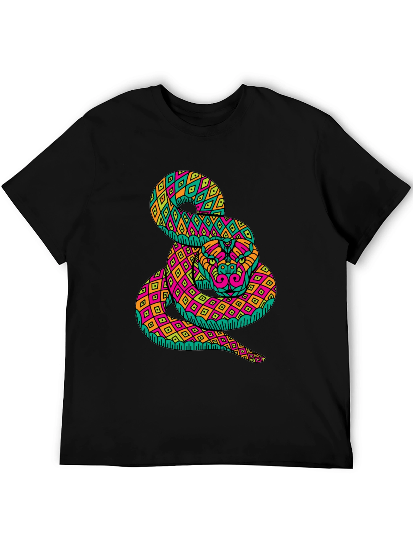Black Psychedelic Snake Graphic Tee - Bold Black T-Shirt view 5