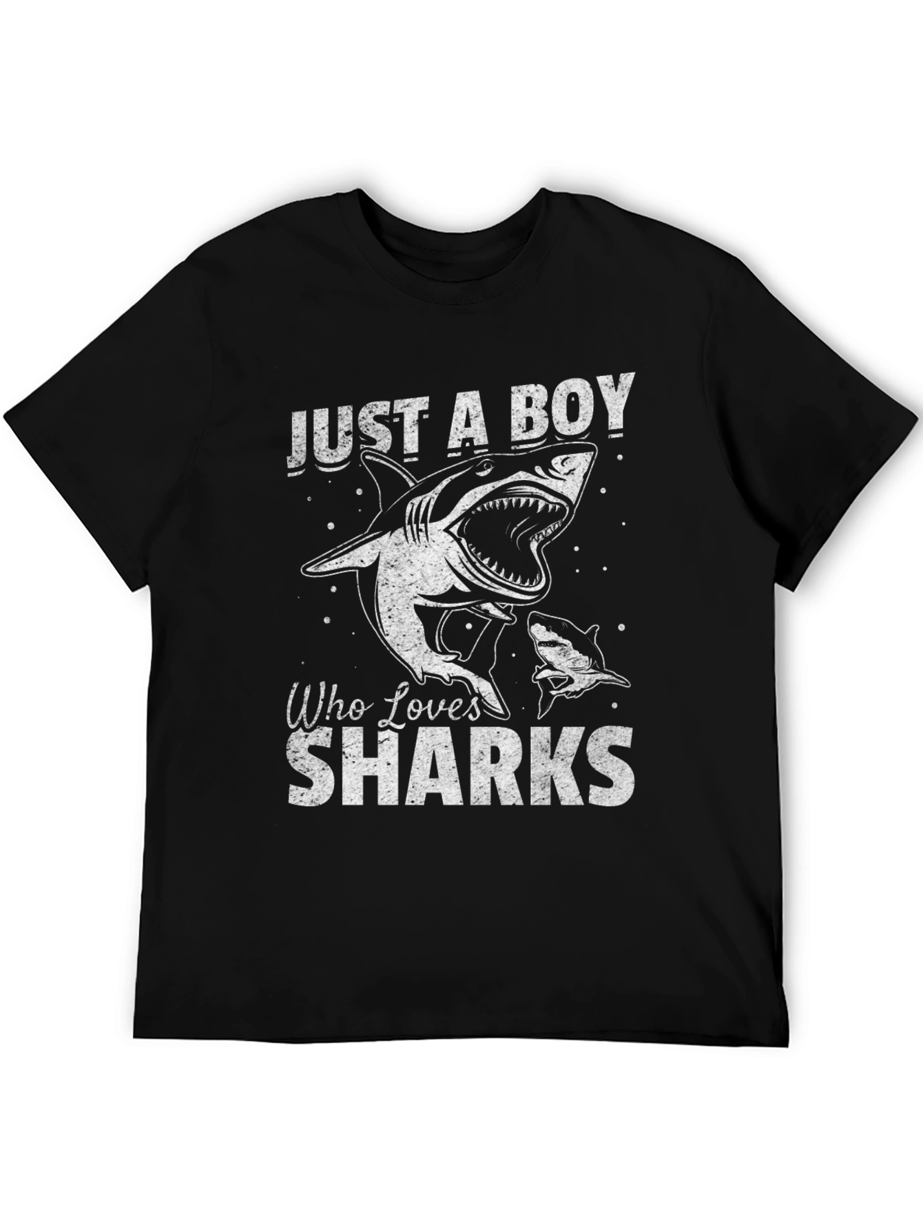 Black Just A Boy Who Loves Sharks T-Shirt view 5