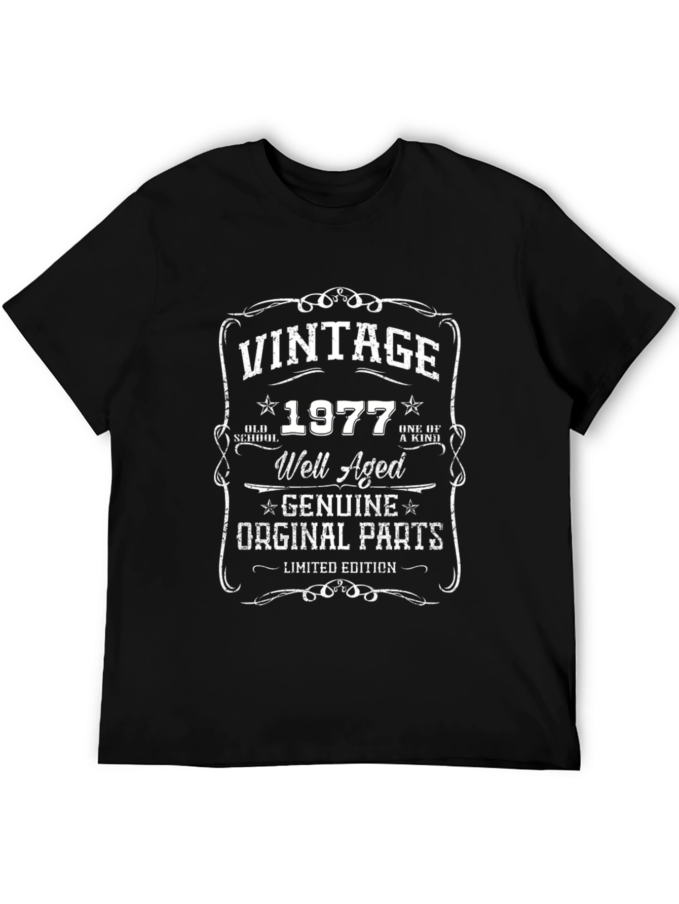 Black Vintage 1977 T-Shirt - Well Aged Original Parts view 5