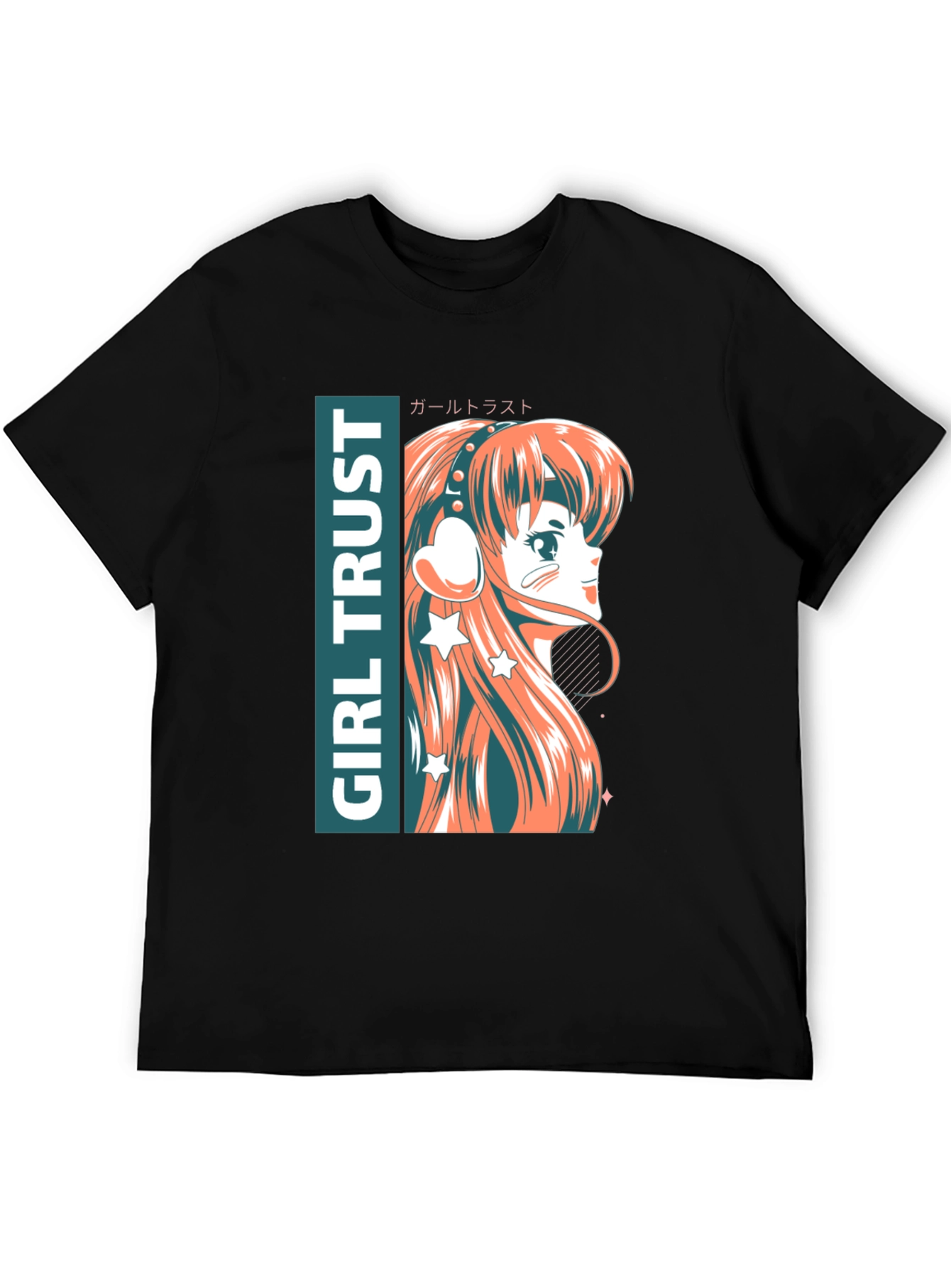 Black Anime Girl Trust Graphic Tee - Stylish Unisex T-Shirt view 5