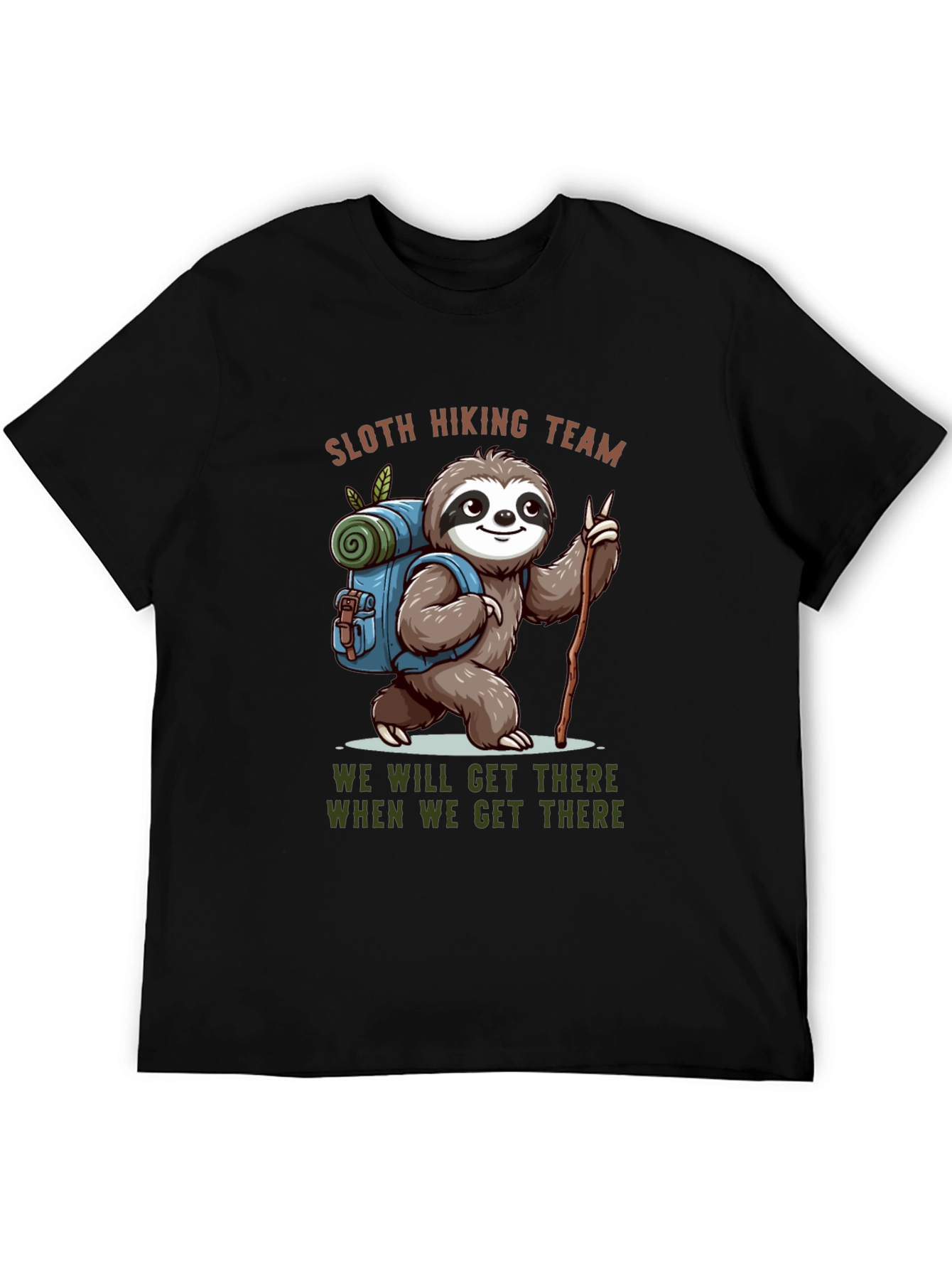 Black Sloth Hiking Team Black T-Shirt view 5