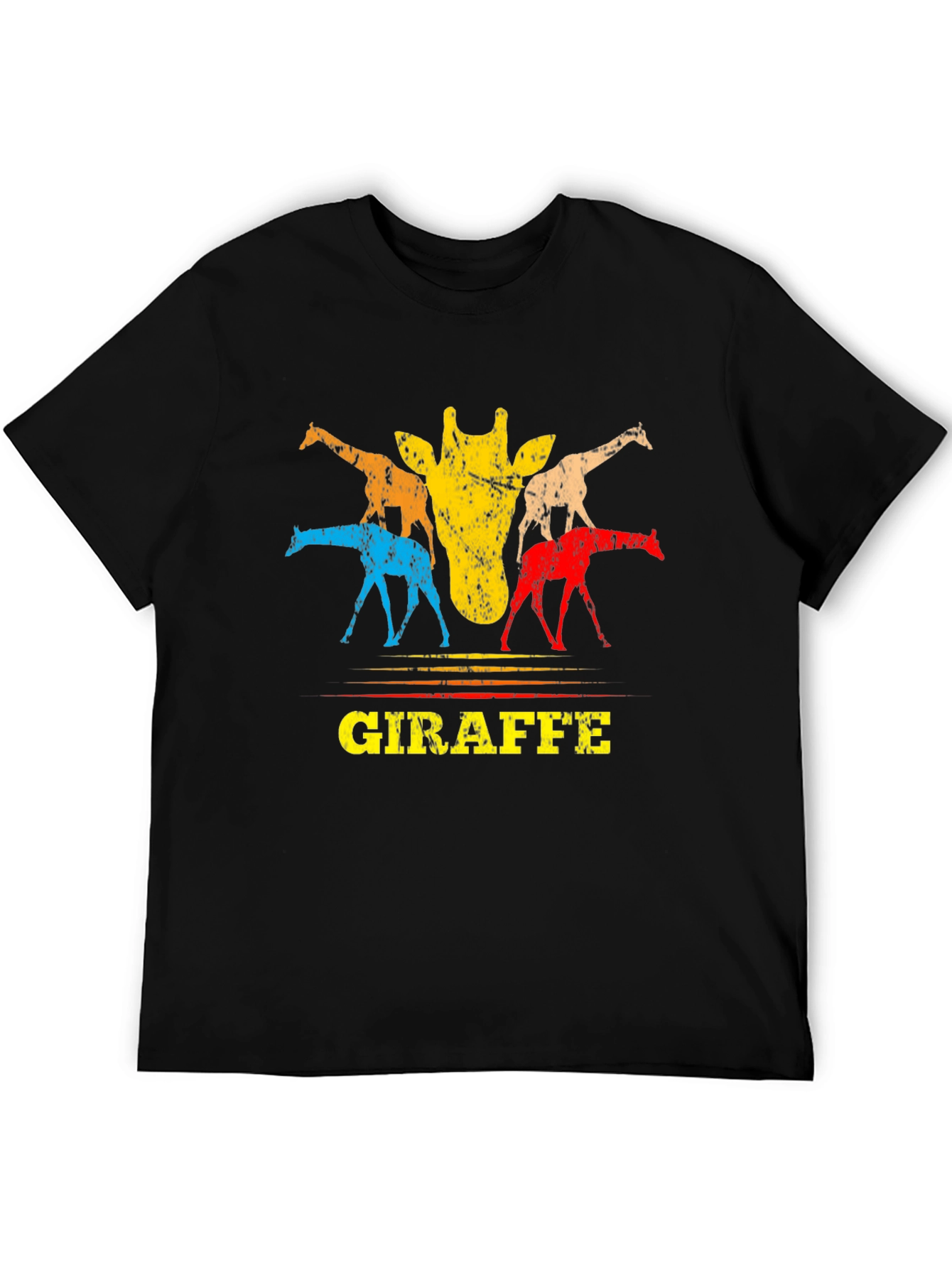 Black Retro Giraffe Graphic Tee - Unisex Crew Neck T-Shirt view 5