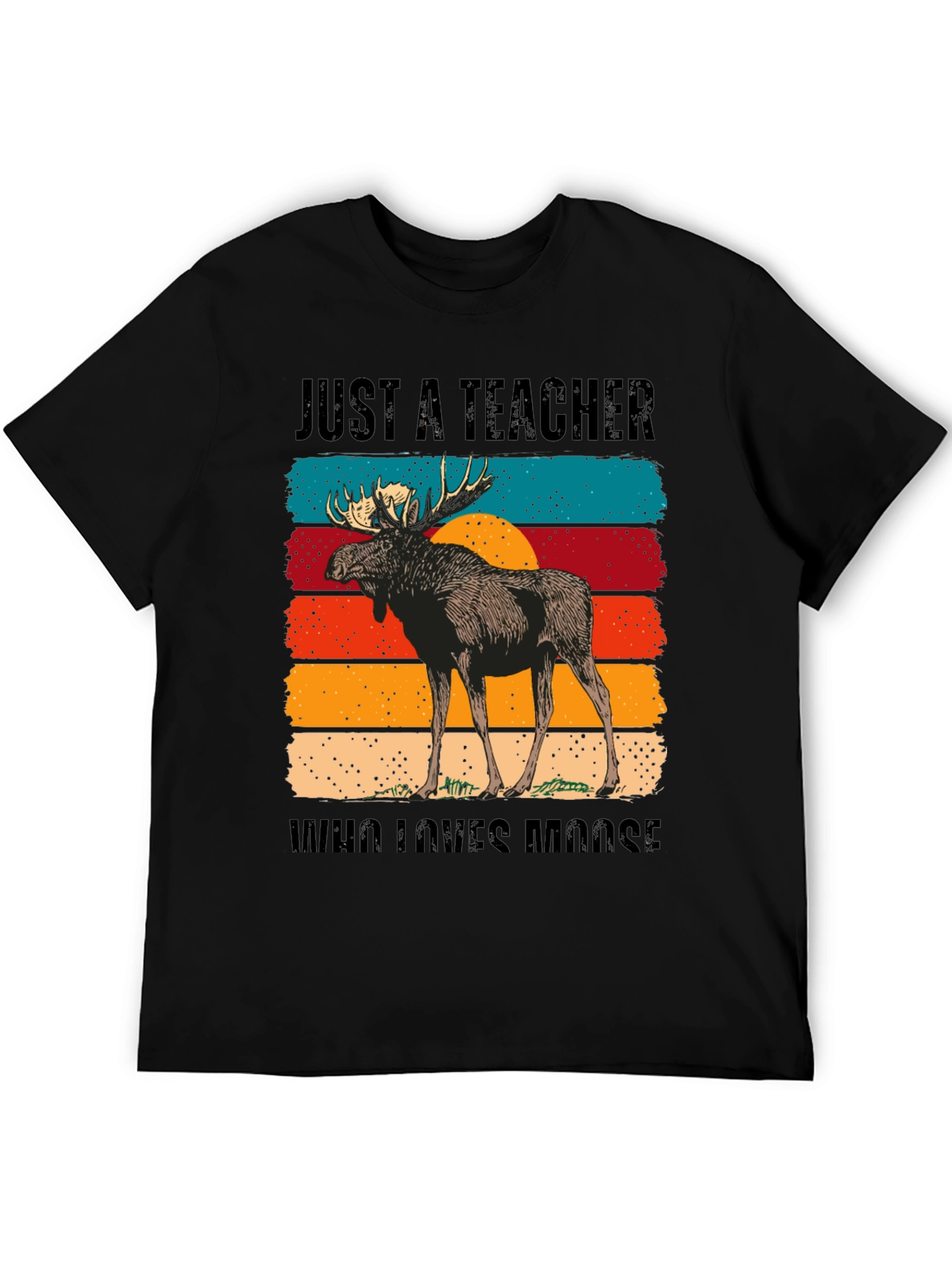Black Just A Teacher Who Loves Moose T-Shirt view 5